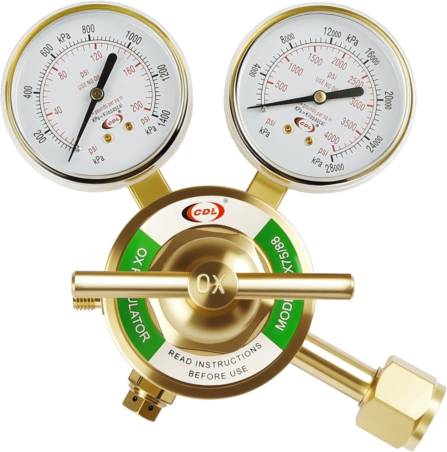 LX75 Heavy Duty Oxygen Regulator Cga540,Forged Brass | Large Tank Gauge Cutting