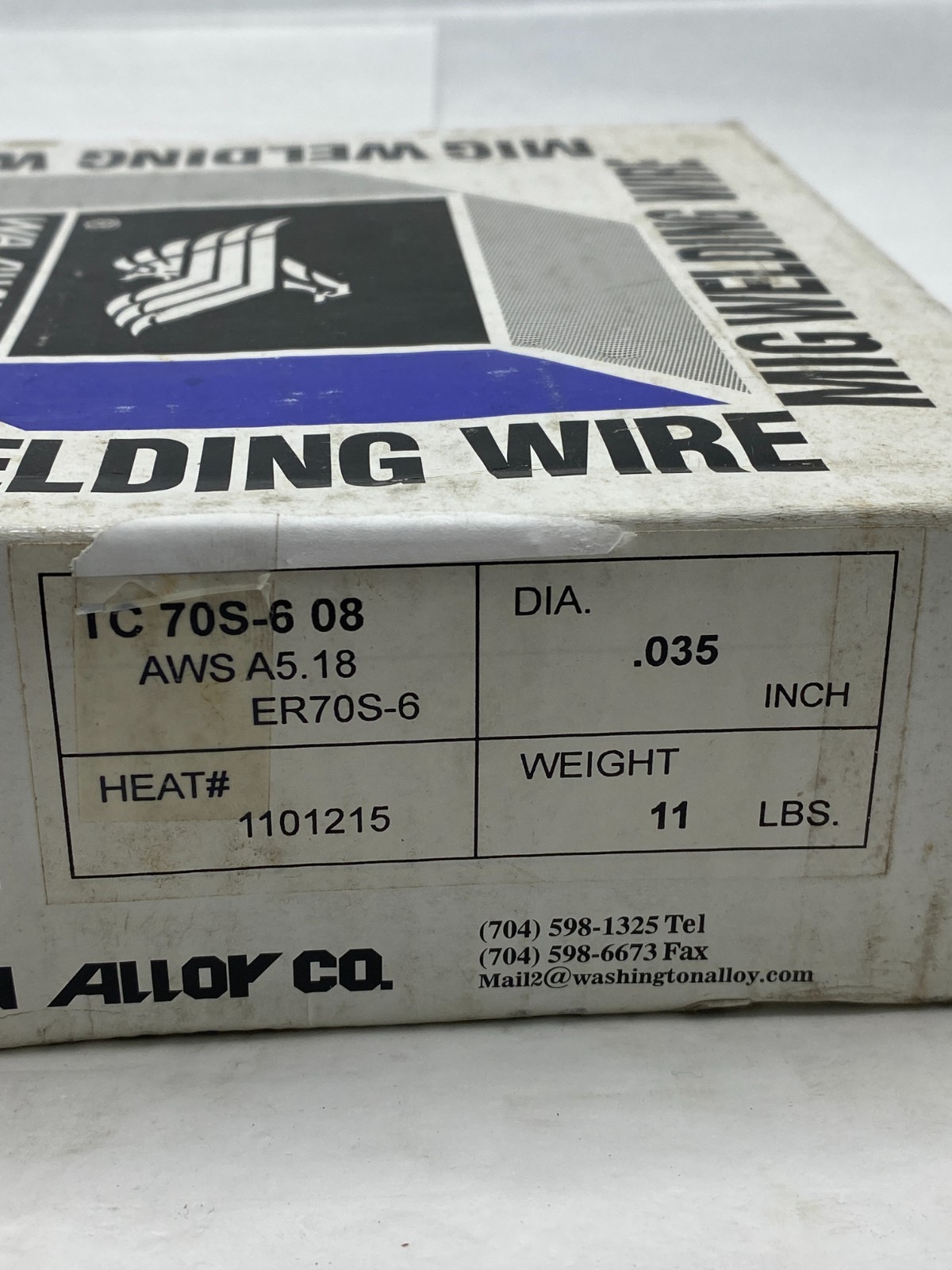 WASHINGTON ALLOY ER70S-6 MIG WELDING WIRE TC 70S-6 08, AWS A5.18, .35″, 11LBS