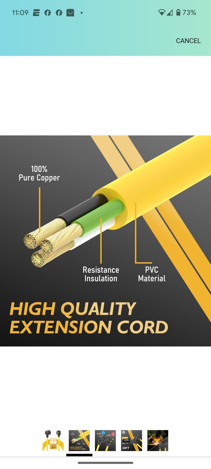 TOOLIOM 30A 10AWG 20FT Welder Extension Cord 6-50P to 6-50R Heavy Duty Power …