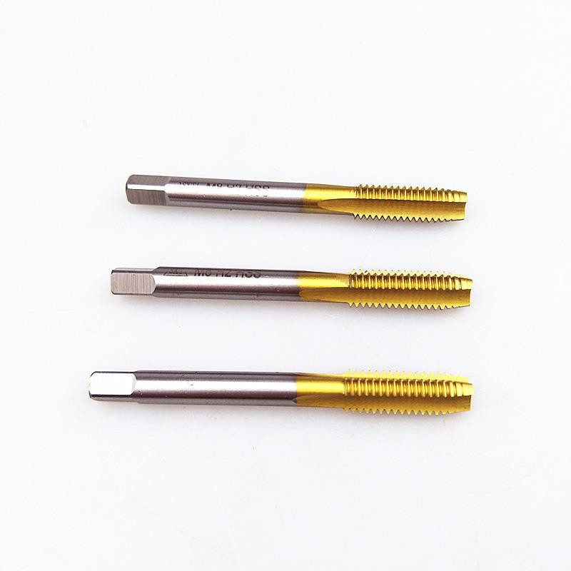 KLOT 10pcs TiN Coated HSS Right Hand Thread Machine Tap M2-M27 Straight Flute