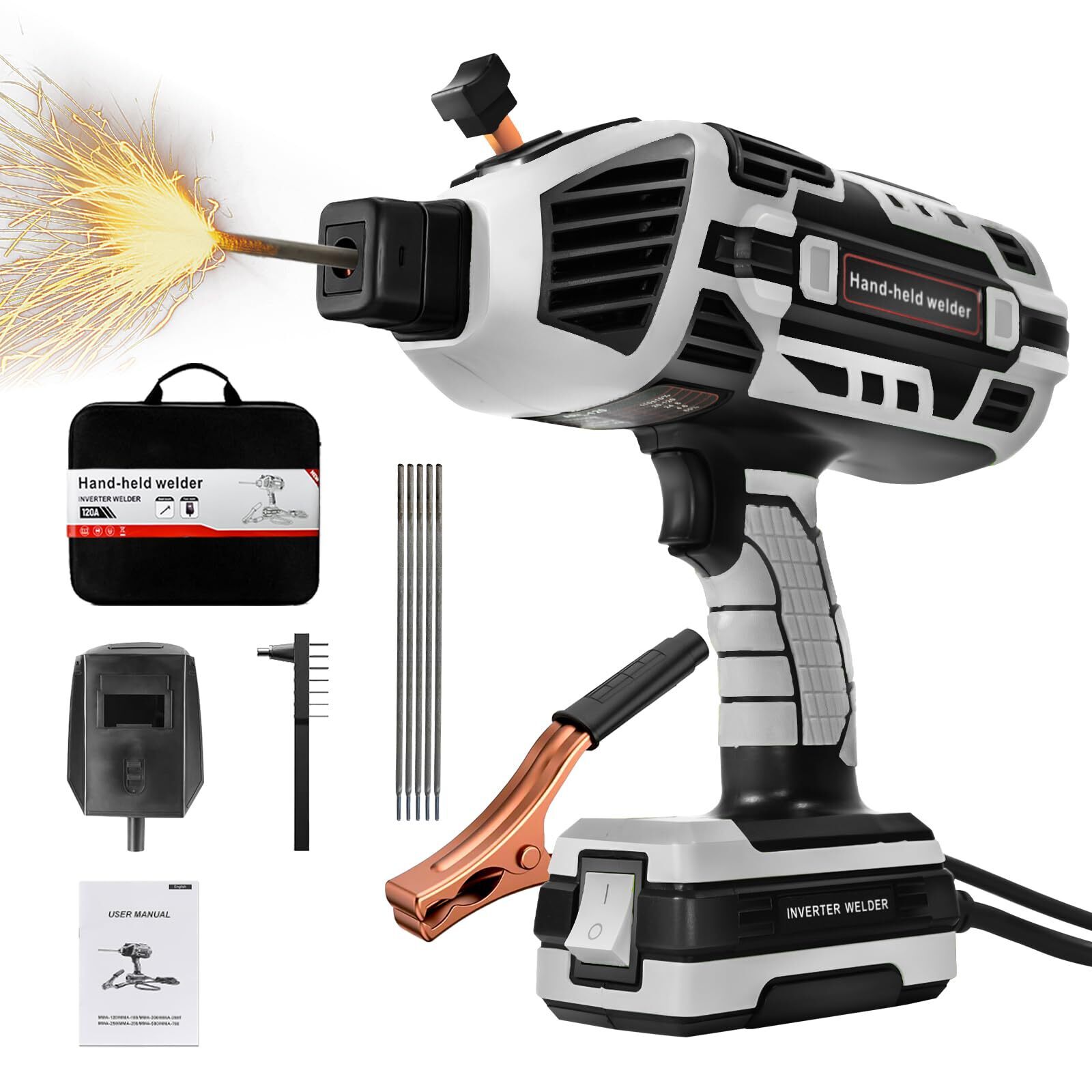 TRQWH Portable Stick Welder Kit, 110V 120A ARC Welder for Home & Outdoor Repair