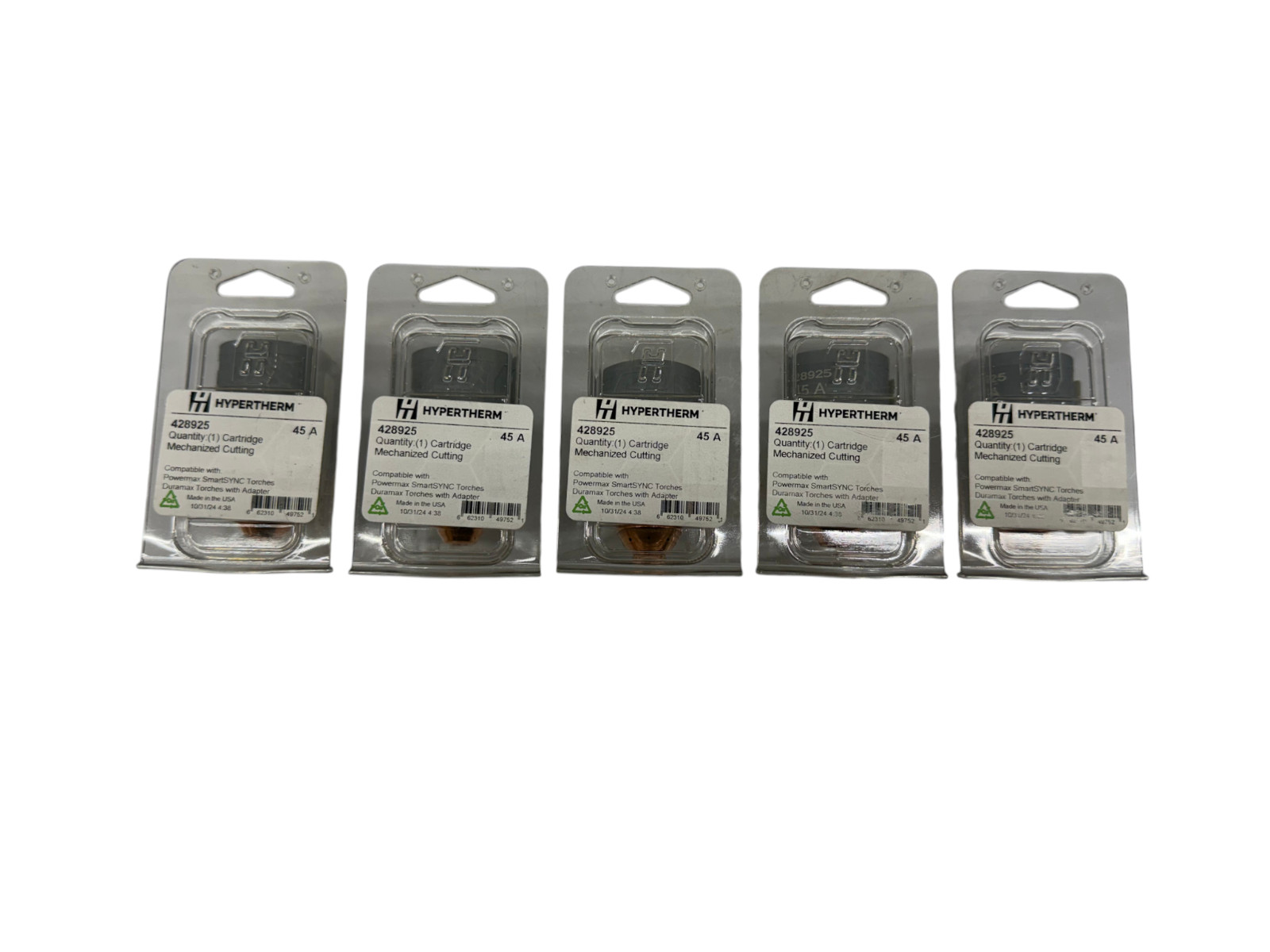 LOT OF 5 Hypertherm Smart SYNC 45A Mechanized Cartridge (428925)