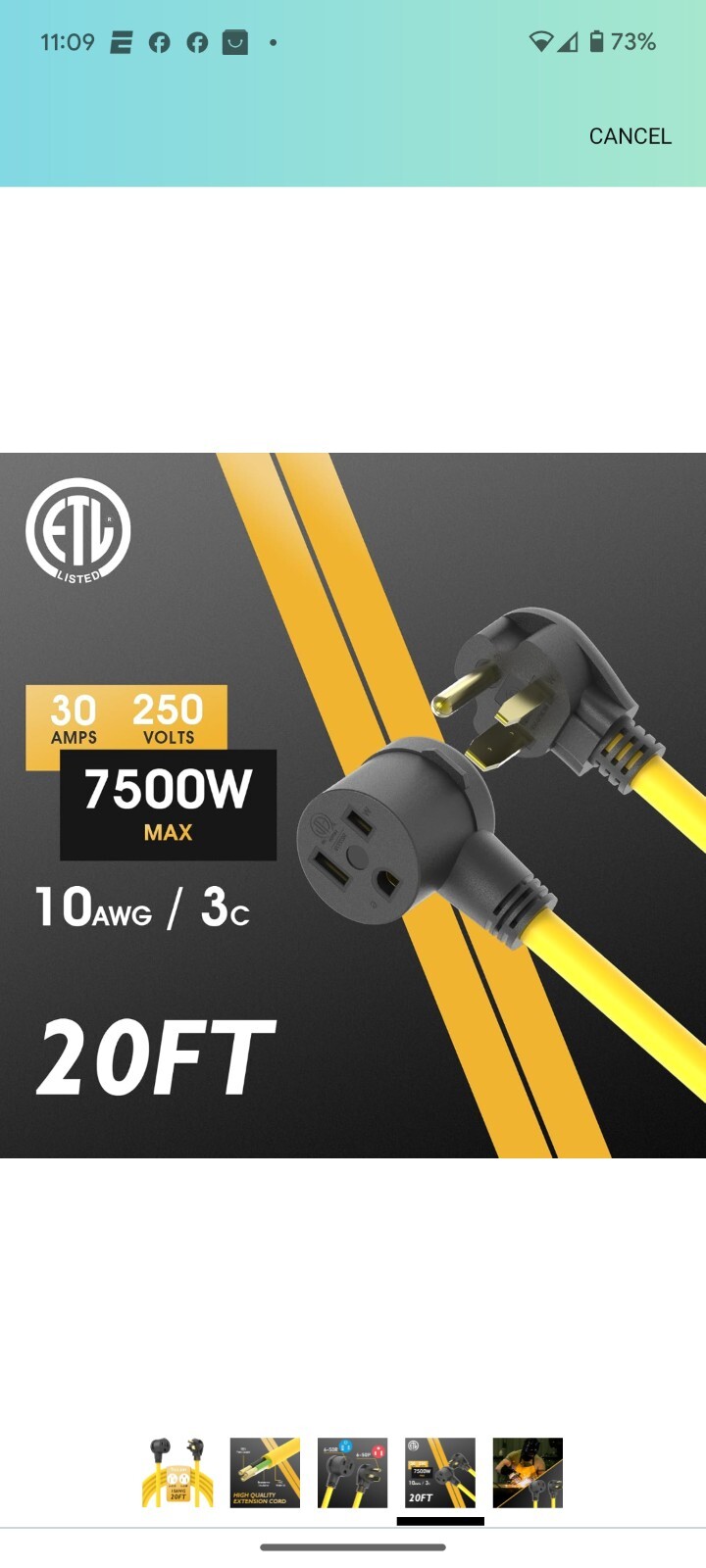 TOOLIOM 30A 10AWG 20FT Welder Extension Cord 6-50P to 6-50R Heavy Duty Power …