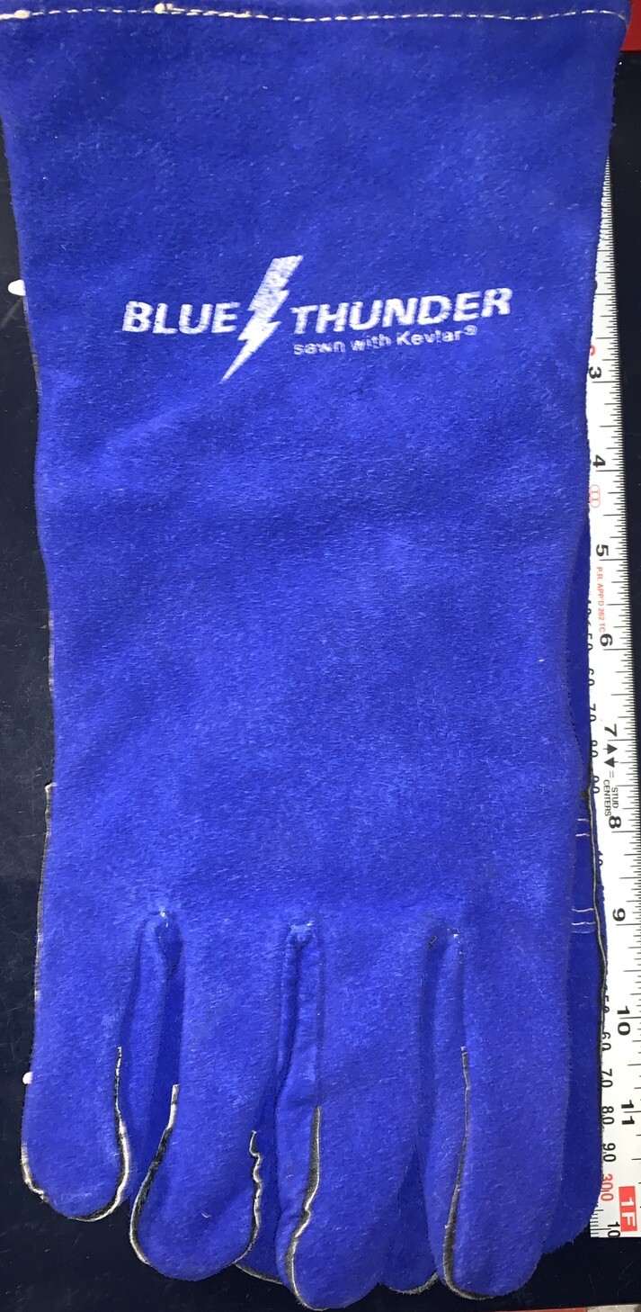 BLUE THUNDER Welding Gloves LARGE Size: 14” Sewn With Kevlar LEATHER