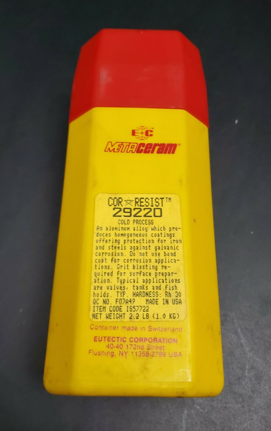 2.2lb Eutectic MetaCeram CorResist 29220 Thermal Spray Powder Galvanic Machinist