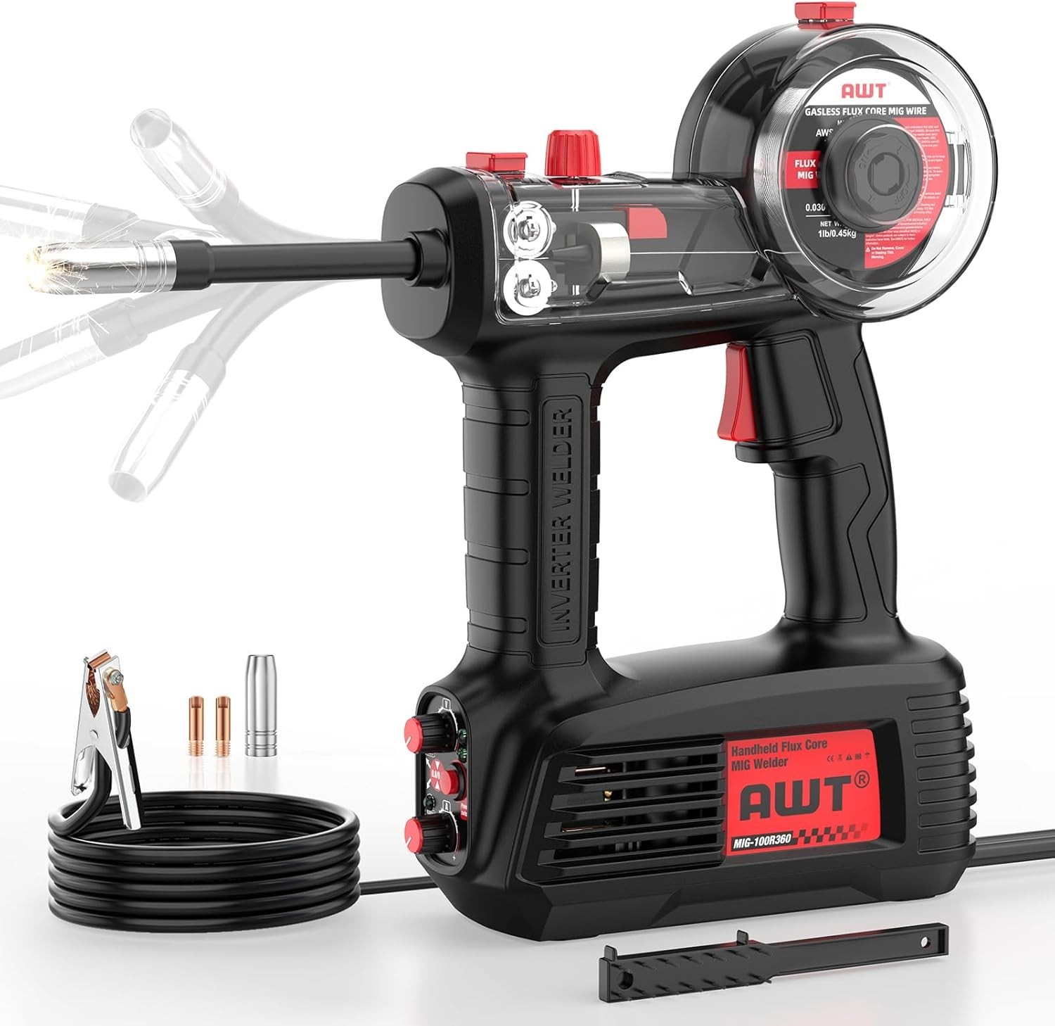 AWT 100A Portable Handheld MIG Welder 110V Gasless Flux Core MIG Welder Machine