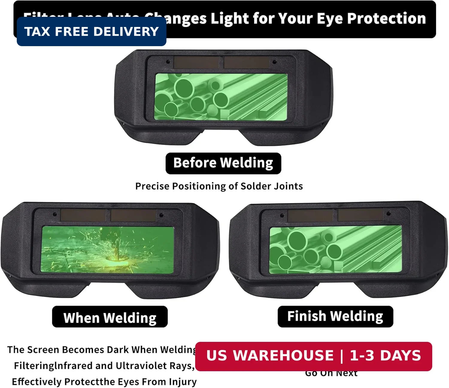 LCD Welding Glasses Safety Protective Solar Powered Auto Darkening Welding Goggl
