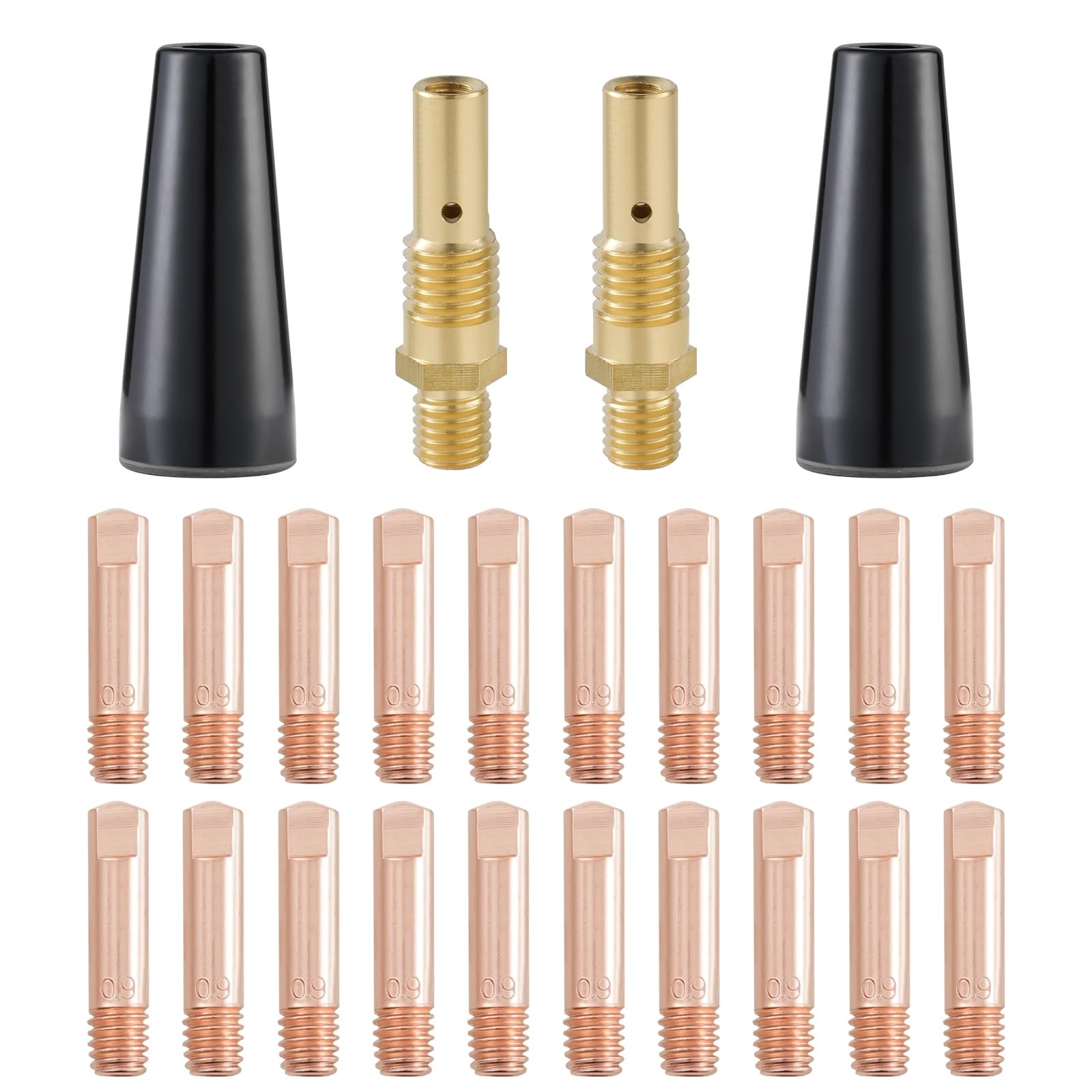 24PCS Flux Core Gasless Nozzle MIG Welding Kit 0.035″ Tips Nozzle Diffuser Ac…