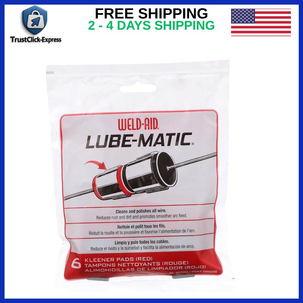 Weld-Aid 7061 Lube-Matic Wire Kleener Pad Red Pack of 6 Welding Cleaner