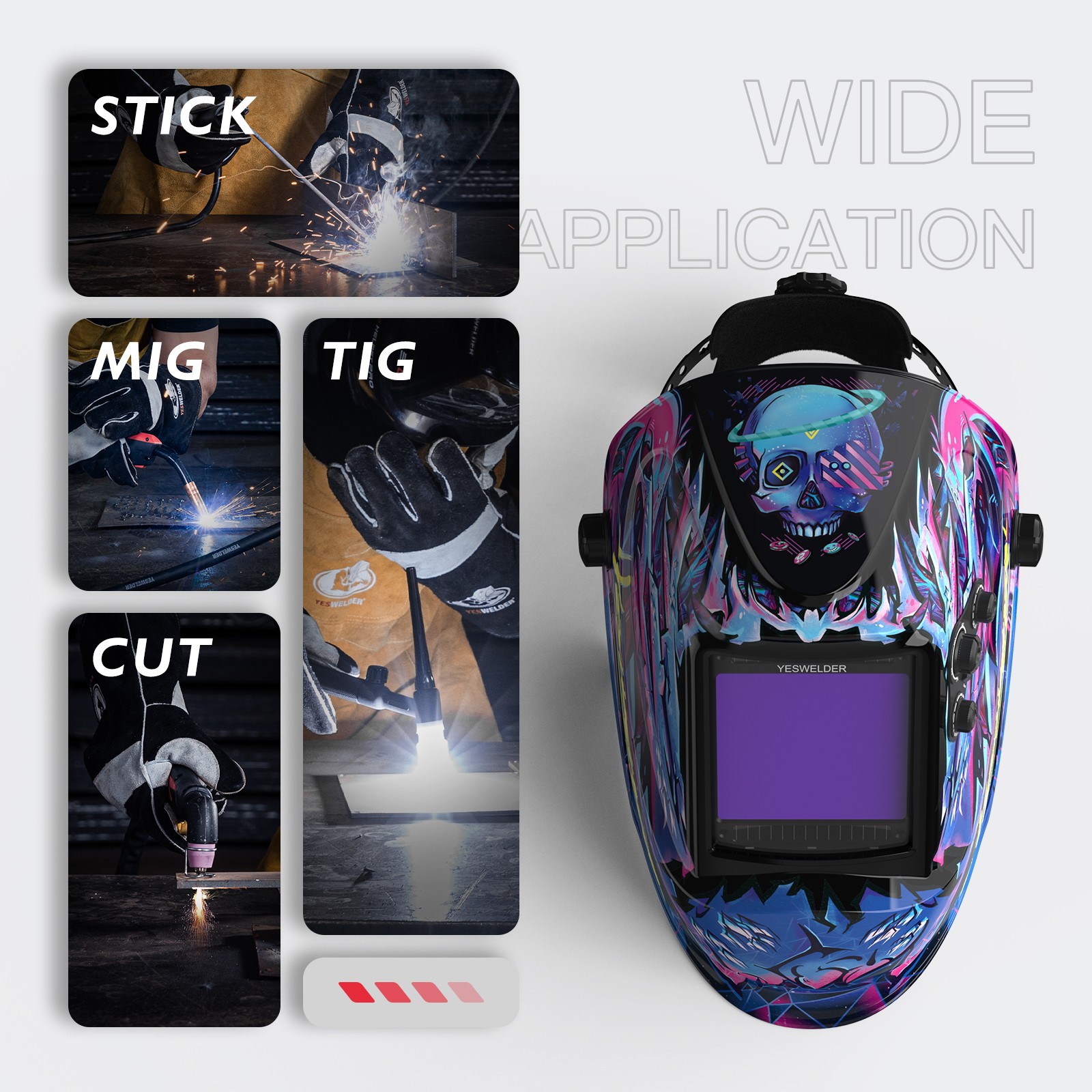 Auto Darkening Welding Helmet 1/1/1/1 4Sensor TIG MIG ARC +Welding Gloves +Lens