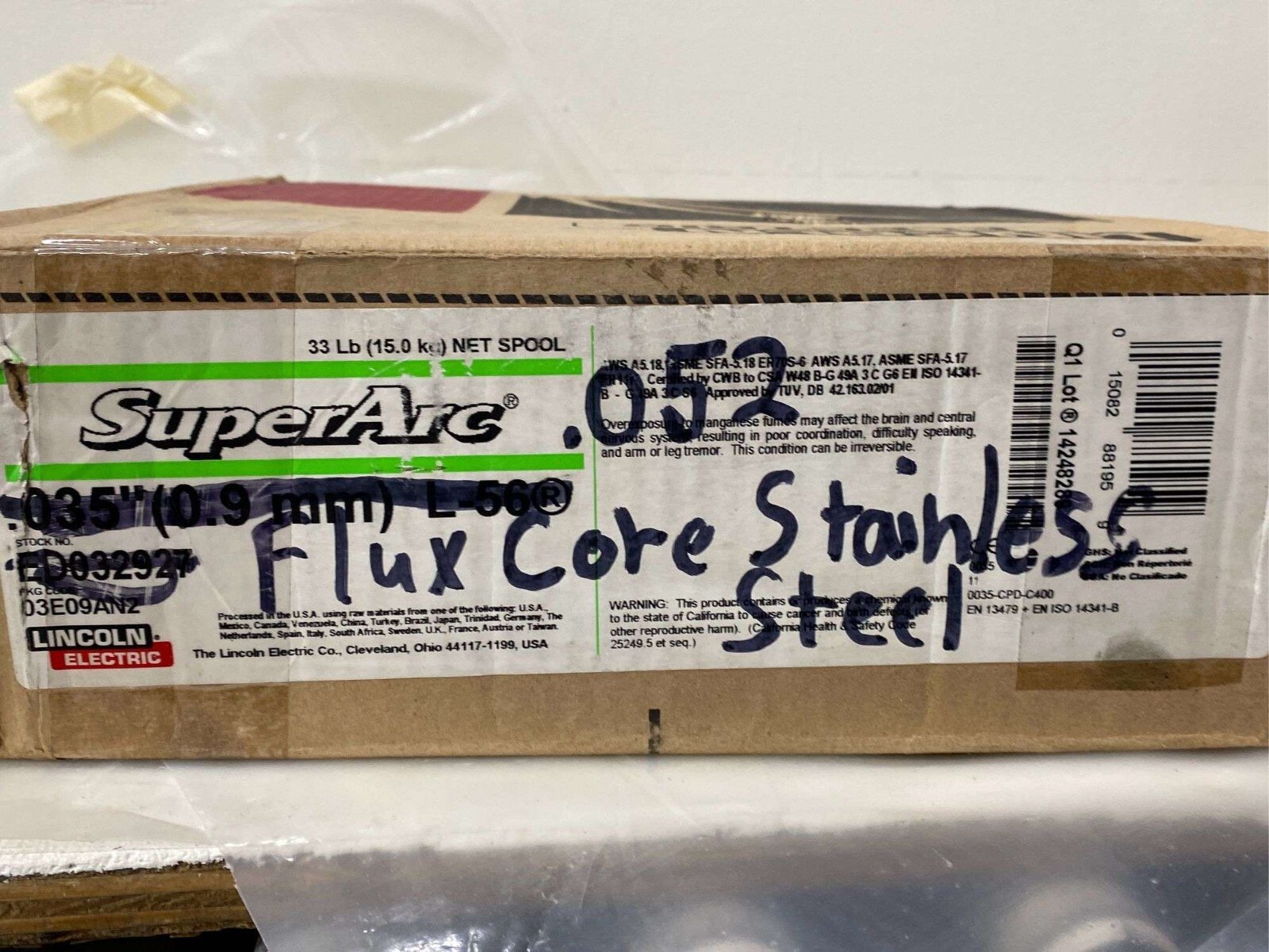 Lincoln Electric MIG Solid Welding Wire .052″ Dia Stainless Steel 29 lbs.