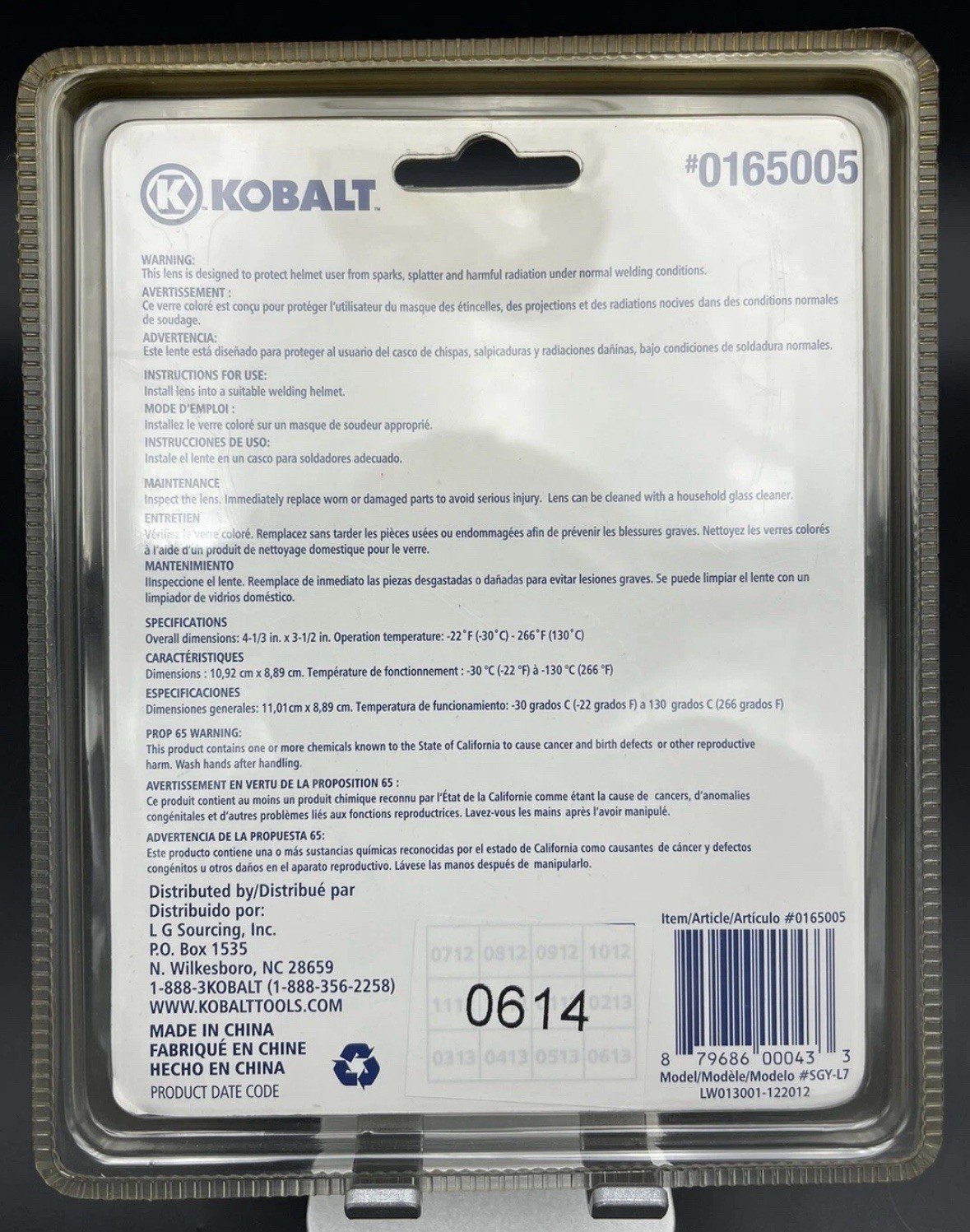 Kobalt Welding Helmet Inner and Outer Lens 4-1/3 in x 3-1/2 in 0165005 New