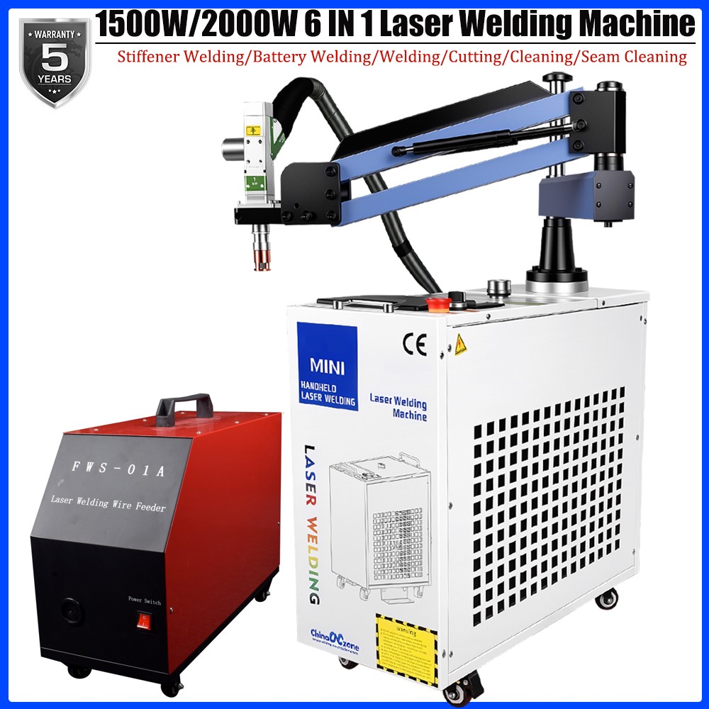 6in1 1500W/2000W Battery Welder Laser Cleaning Cutting Stiffener Welding Machine
