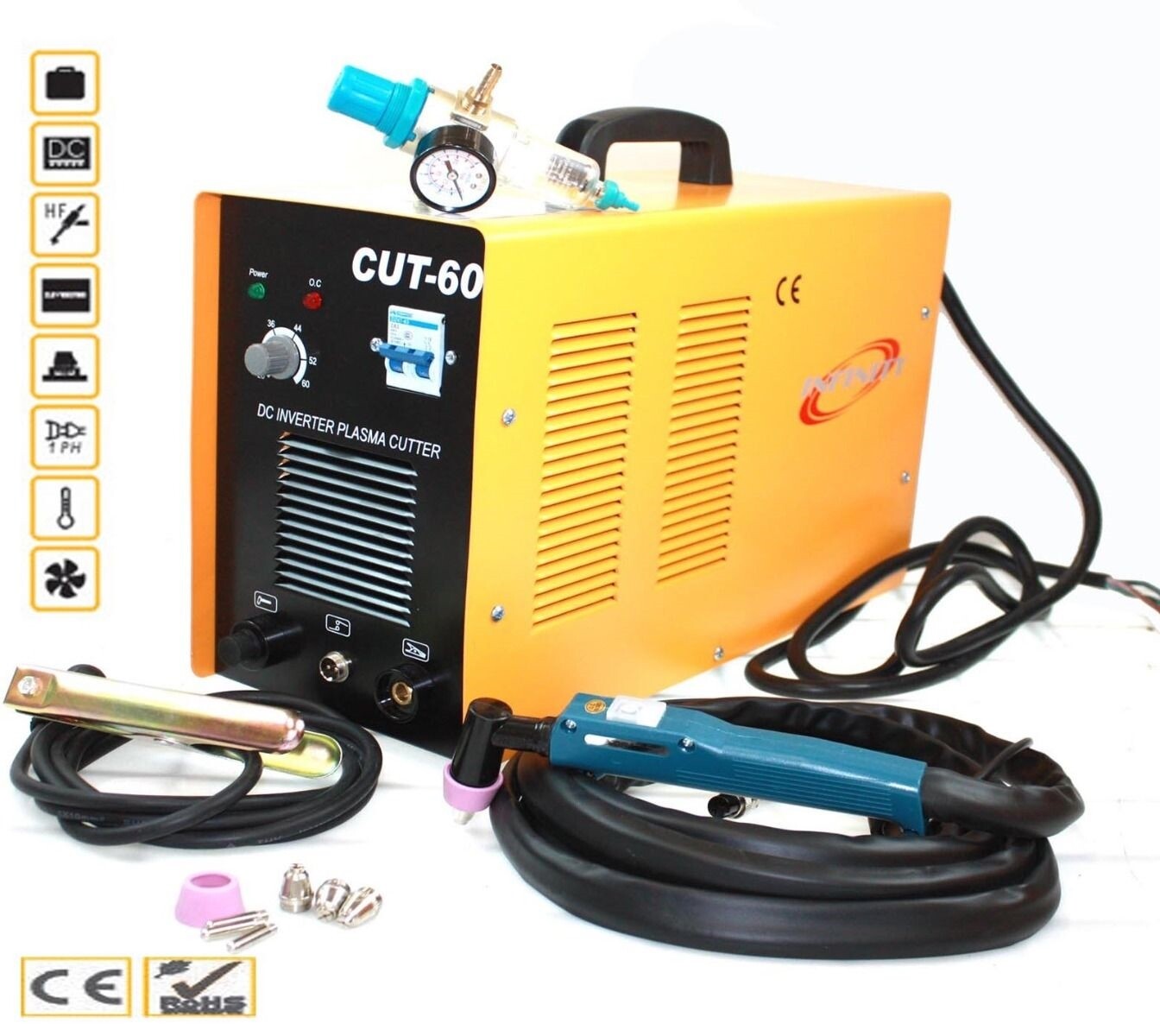 60 Amp 220V Digital Inverter DC Air Plasma Cutter 23mm Cut Machine CUT60 w/Torch