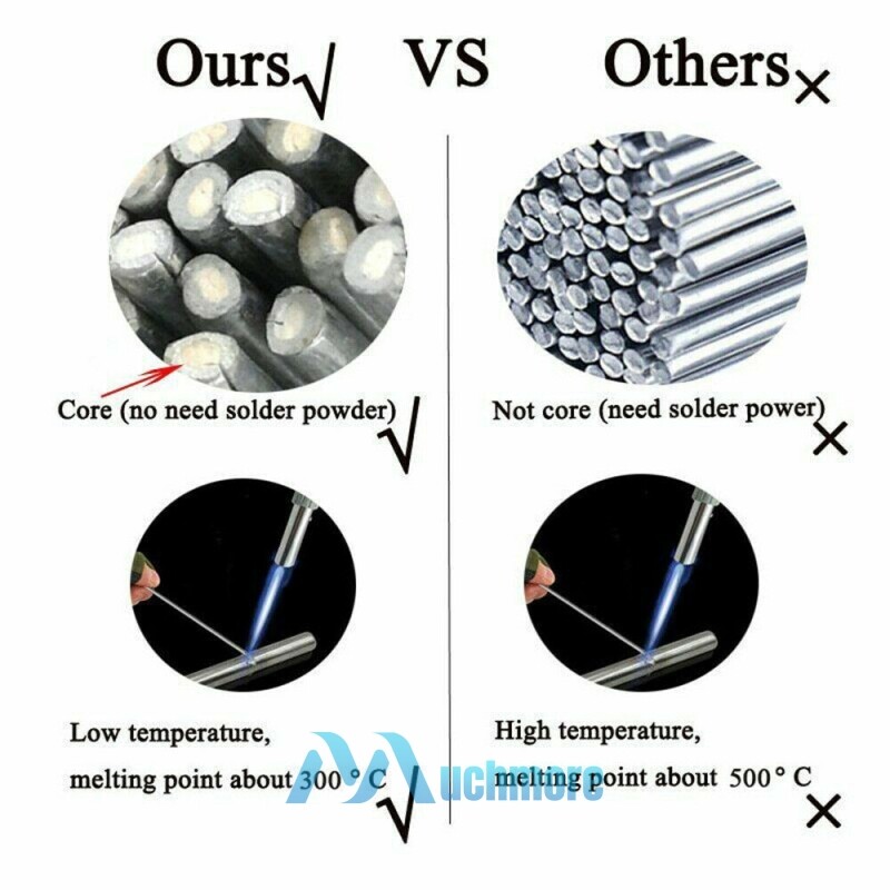 20-100x Low Temp Flux-Cored Welding Rods Aluminum Brazing Solution 50cm*1.6/2mm