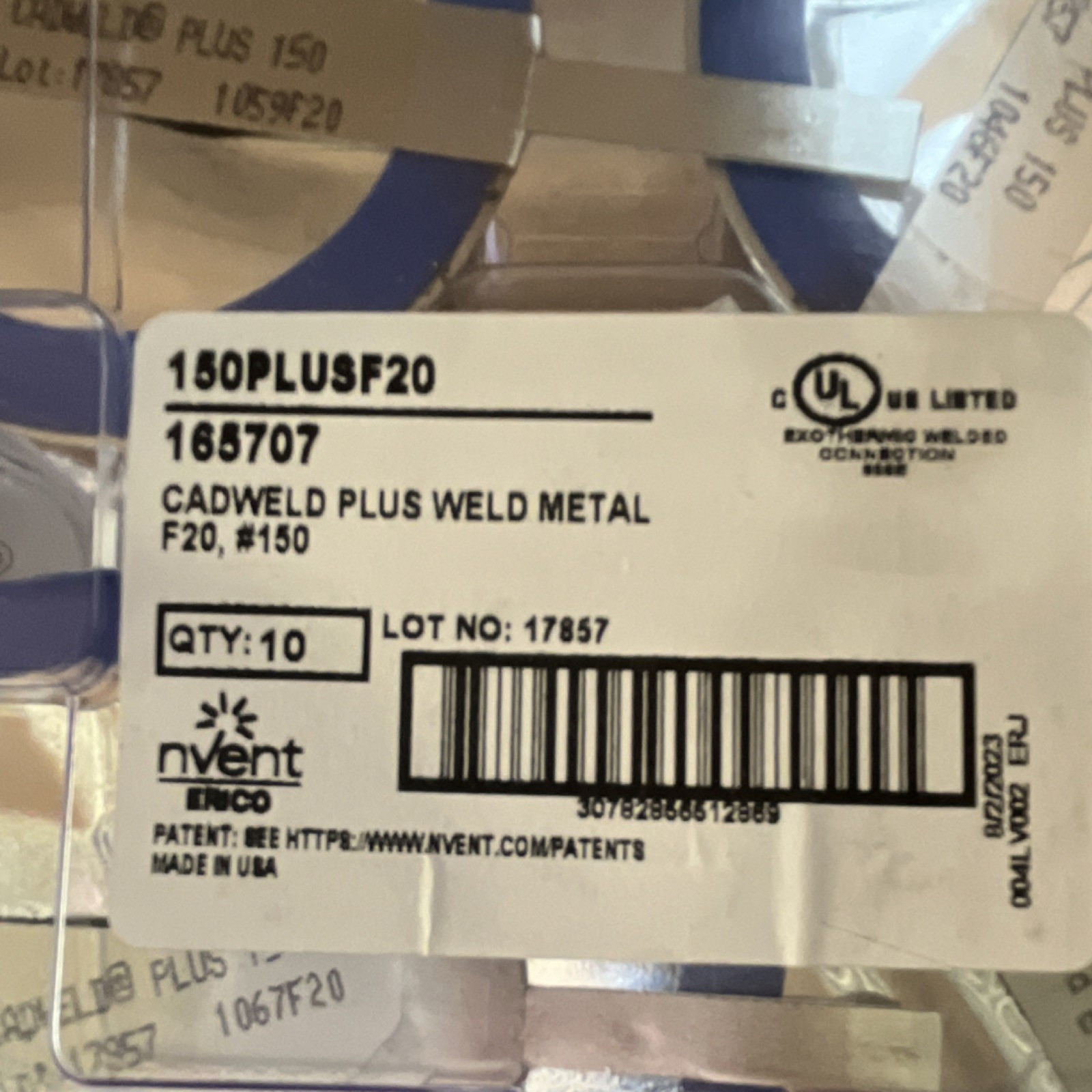 nVent ERICO Cadweld Plus Weld Metal F20 #150 150PLUSF20 10 Pack