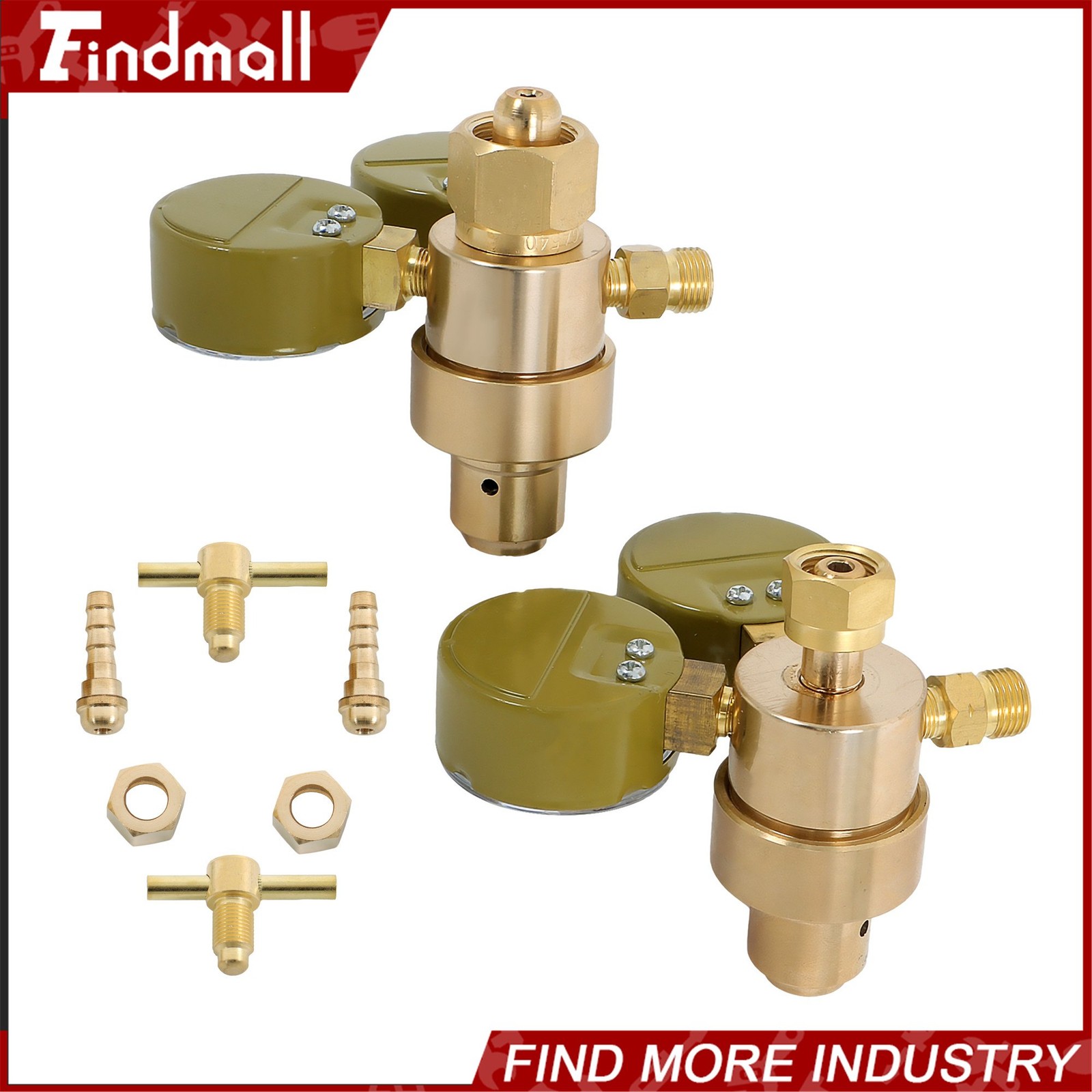 Findmall Solid Brass Oxygen and Acetylene Regulators, CGA540 and CGA200