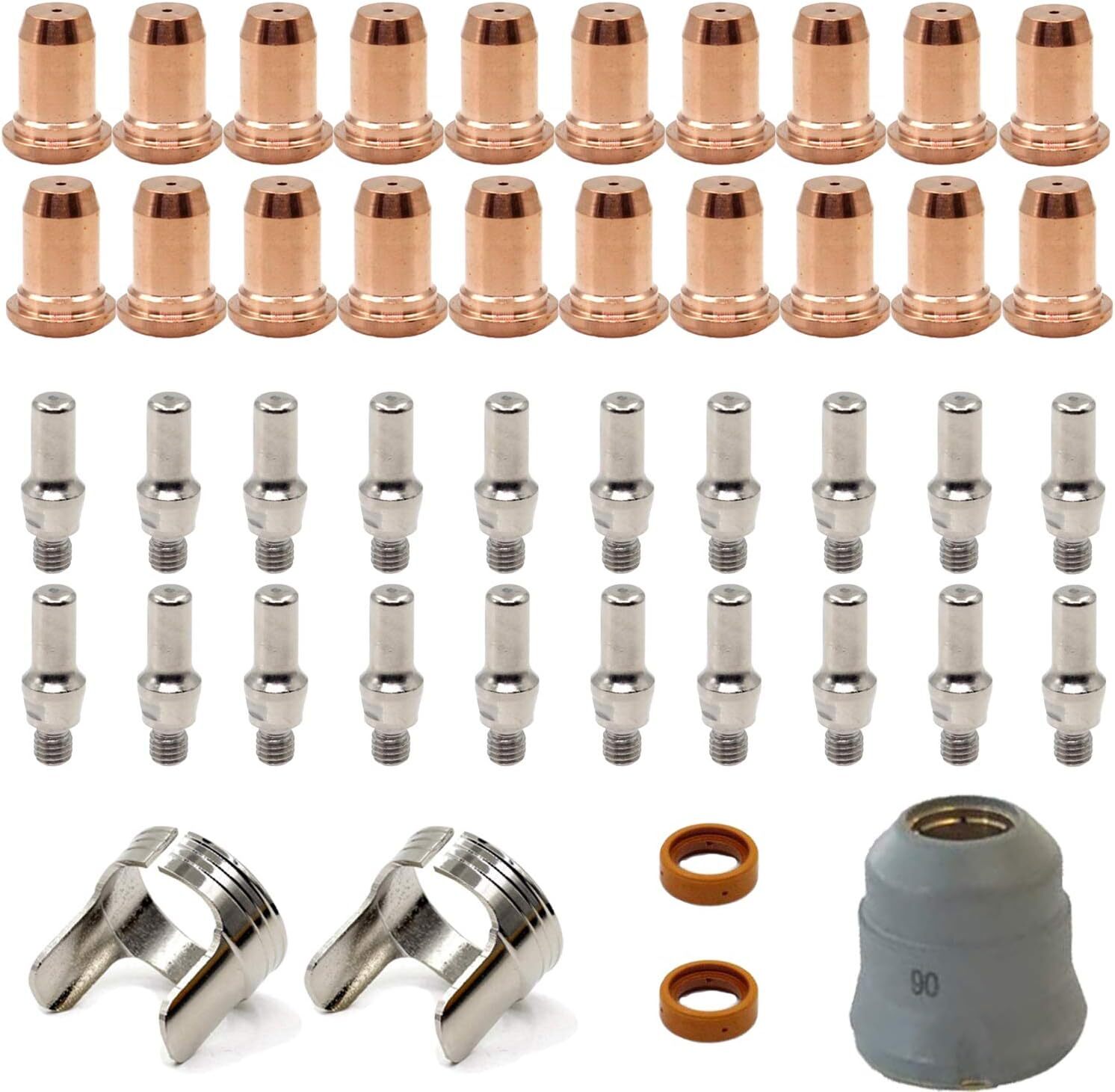 45Pcs IPT-60 PT-60 IPT-40 PT40 Plasma Cutting Torch Tip Electrode Shield Cap Sta