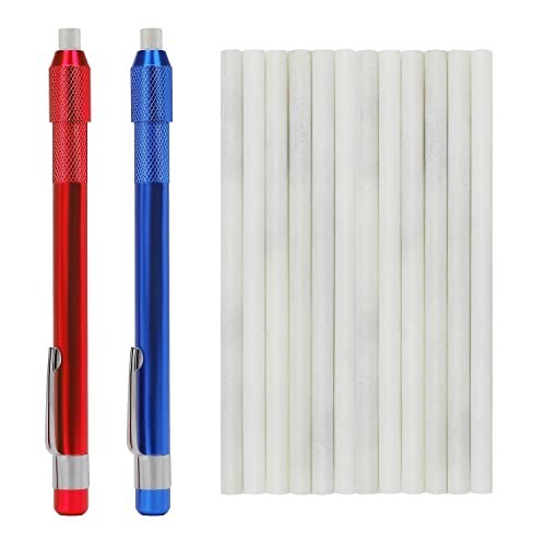 Soapstone Holder Set – 2 Round Pencils & 12 Refills for Welding, Metalwork, Fabr