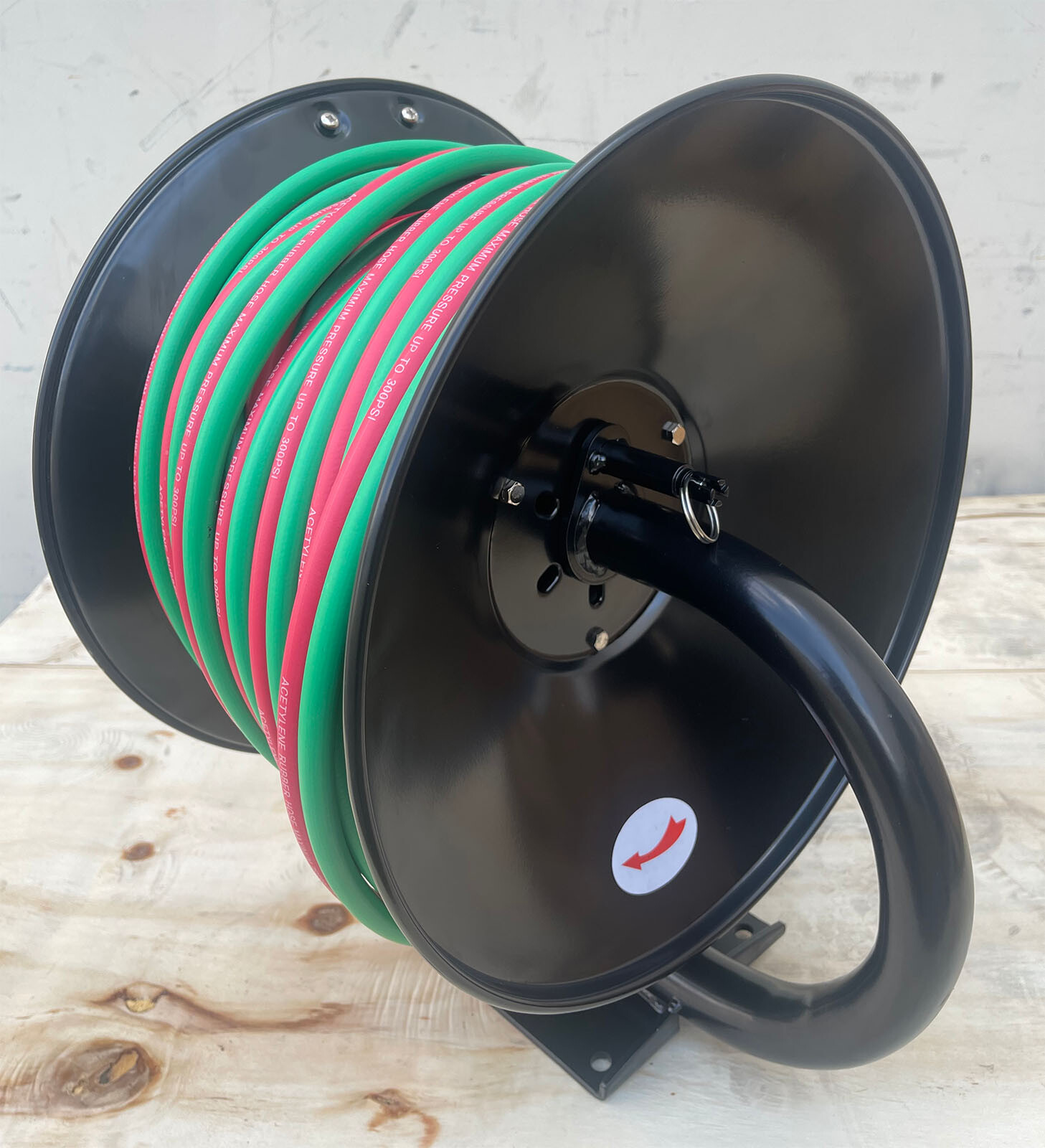 300psi 100′ Manual Twin Oxy Acetylene Welding Hose Reel Mount w/100ft Weld Hoses