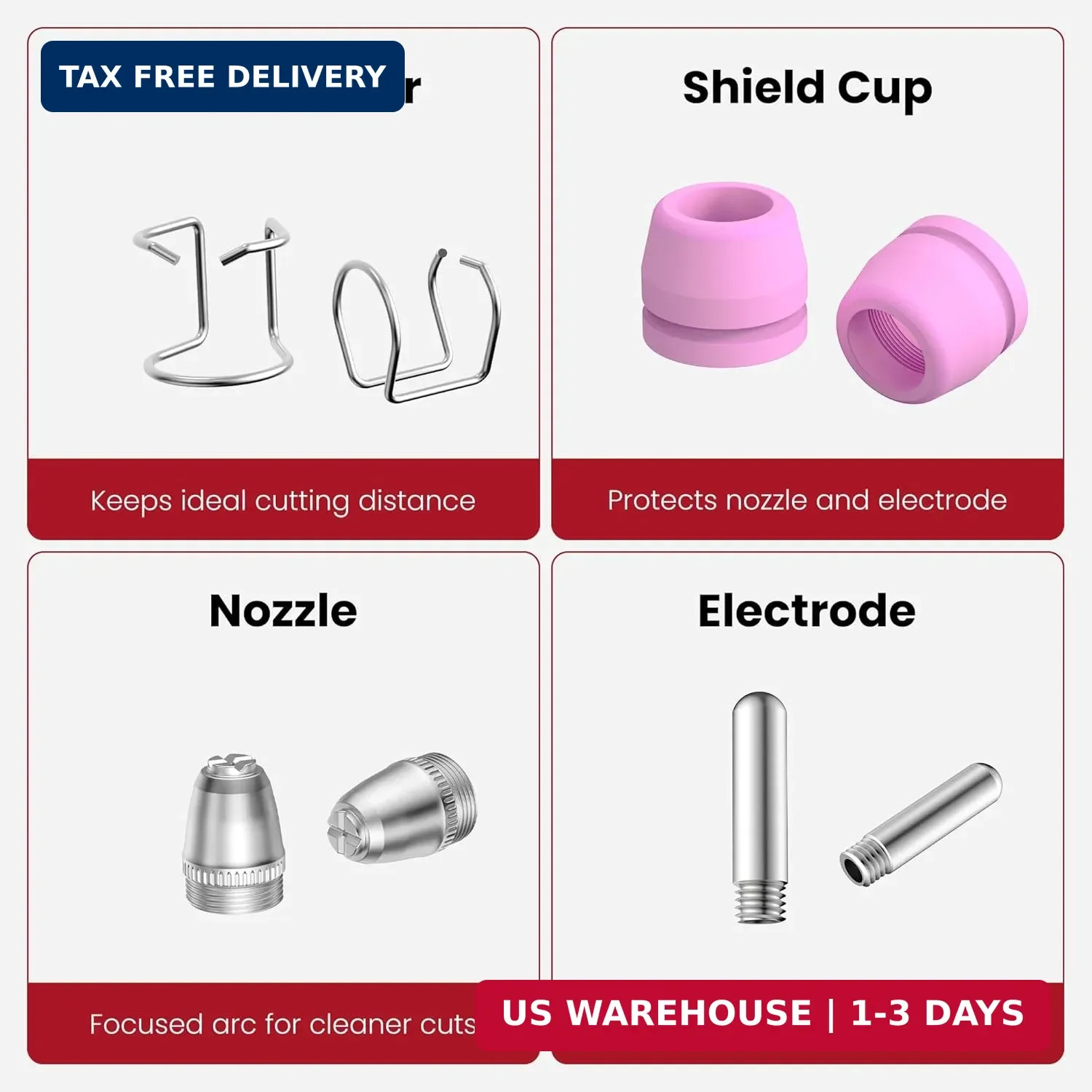 50PCS AG60P Plasma Cutter Consumables Torch Tips Nozzles Kit w/ Case