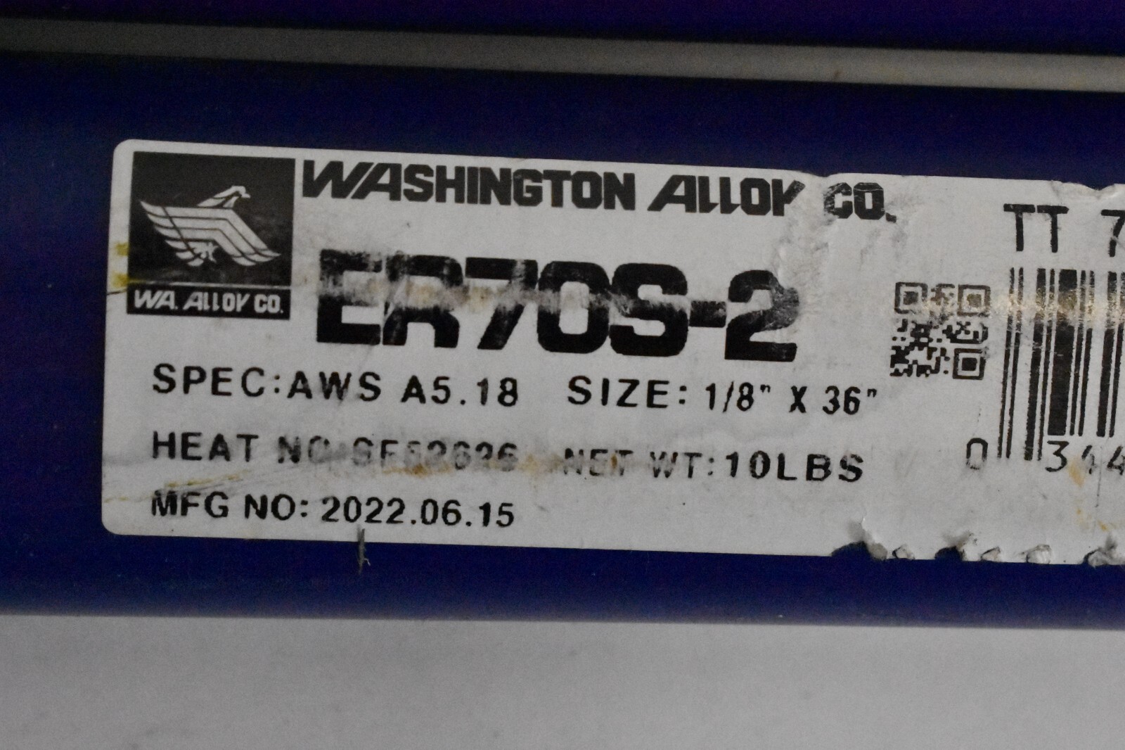 Washington Alloy Welding Rod Er70S-2 Aws A5.18 1/8″ X 36″ Lot of 2 20 lbs Total