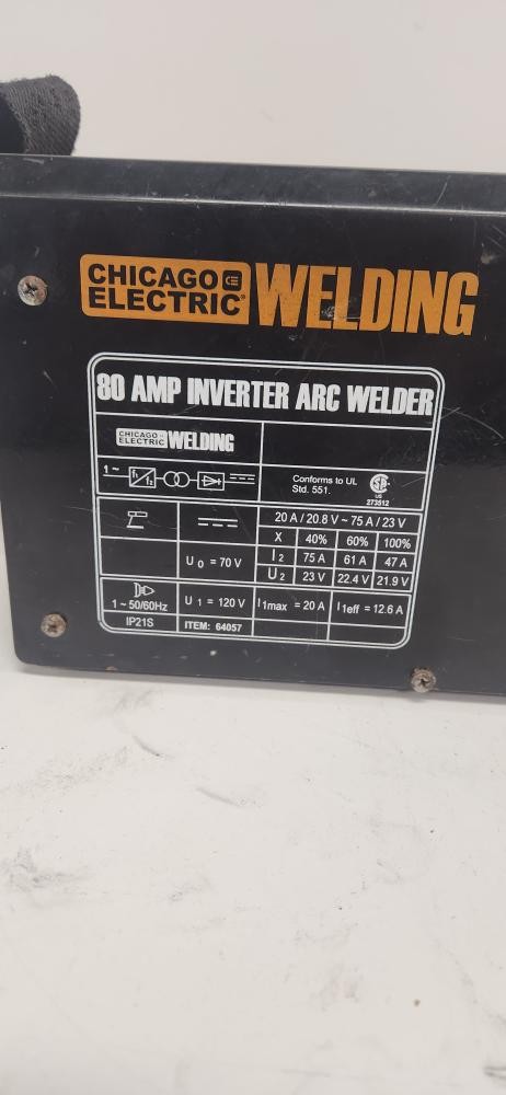 CHICAGO ELECTRIC 80 AMP INVERTER ARC WELDER (P04024107)