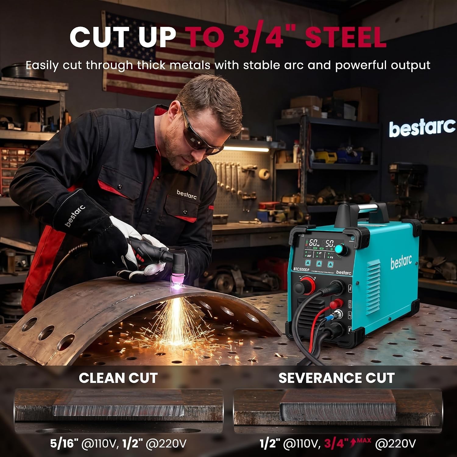 Versatile 50A Plasma Cutter with LED Display & Built-In Air Sensor for Easy Cuts