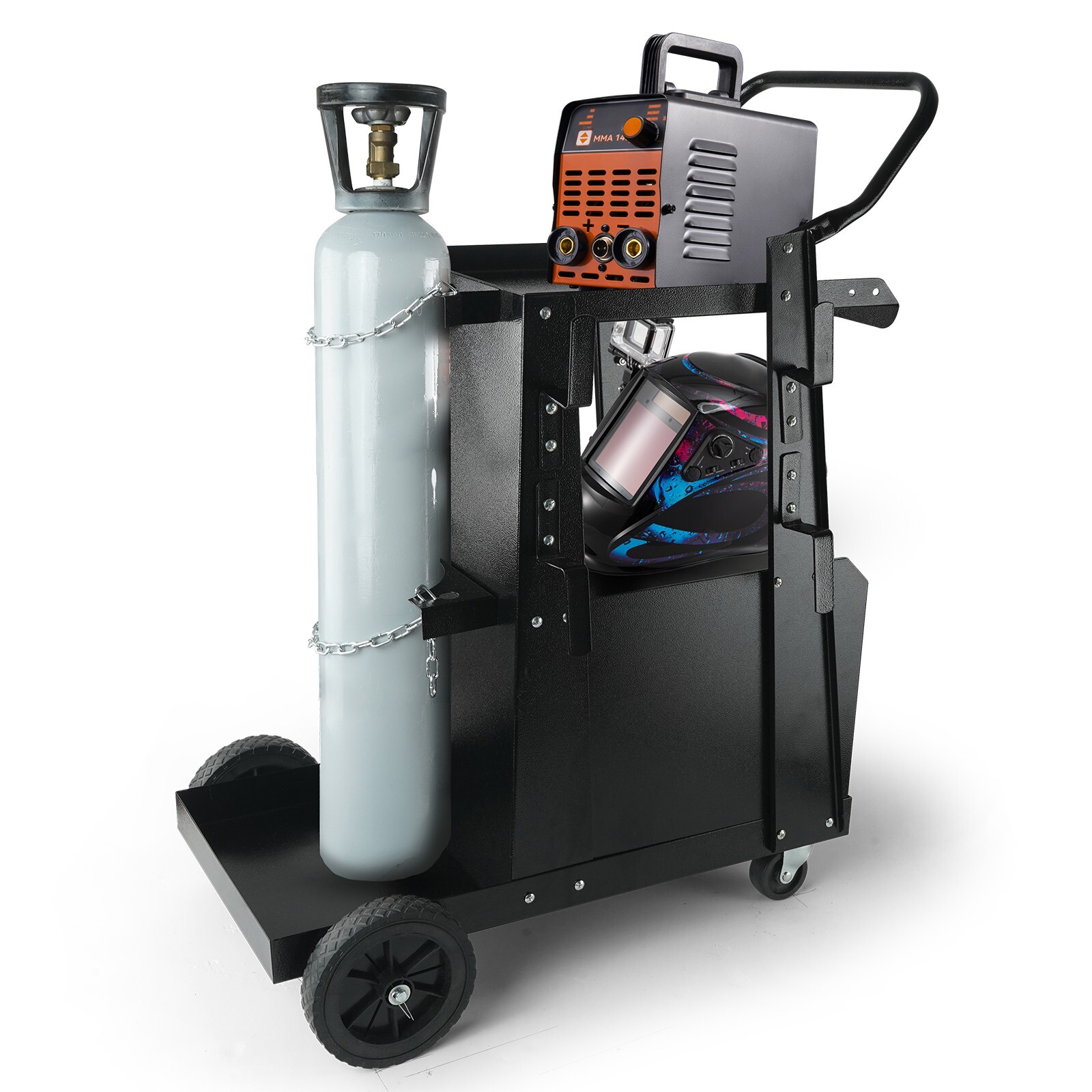 Welding Cart 2-Tier 265LBS Welder Cart with Anti-Theft Lockable Cabinet