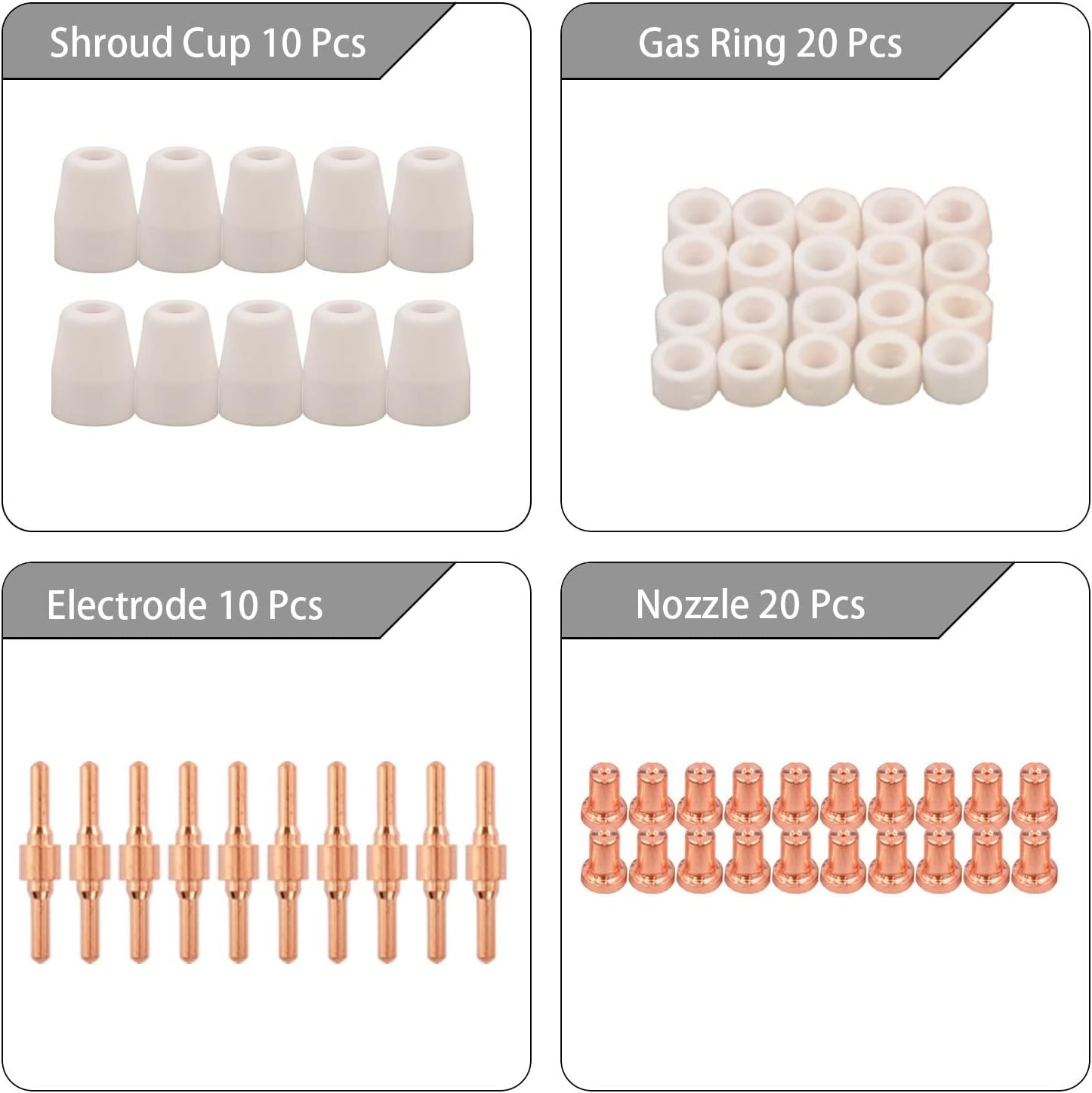 60pcs Extended Air Plasma Cutting Nozzle Electrode Consumables Fit CUT-40 CUT…