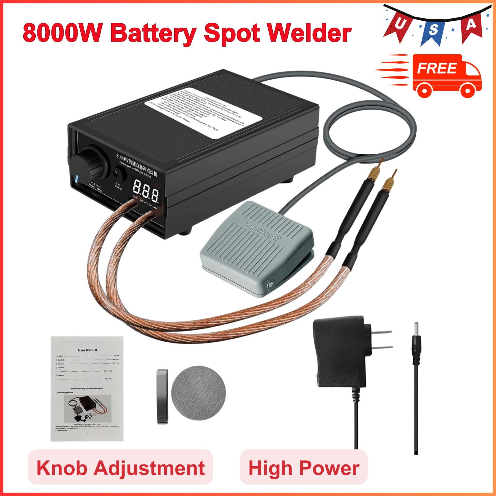 8000W Mini Spot Welder Nickel Strip Welding Tools For 18650 Li-ion Battery Pack