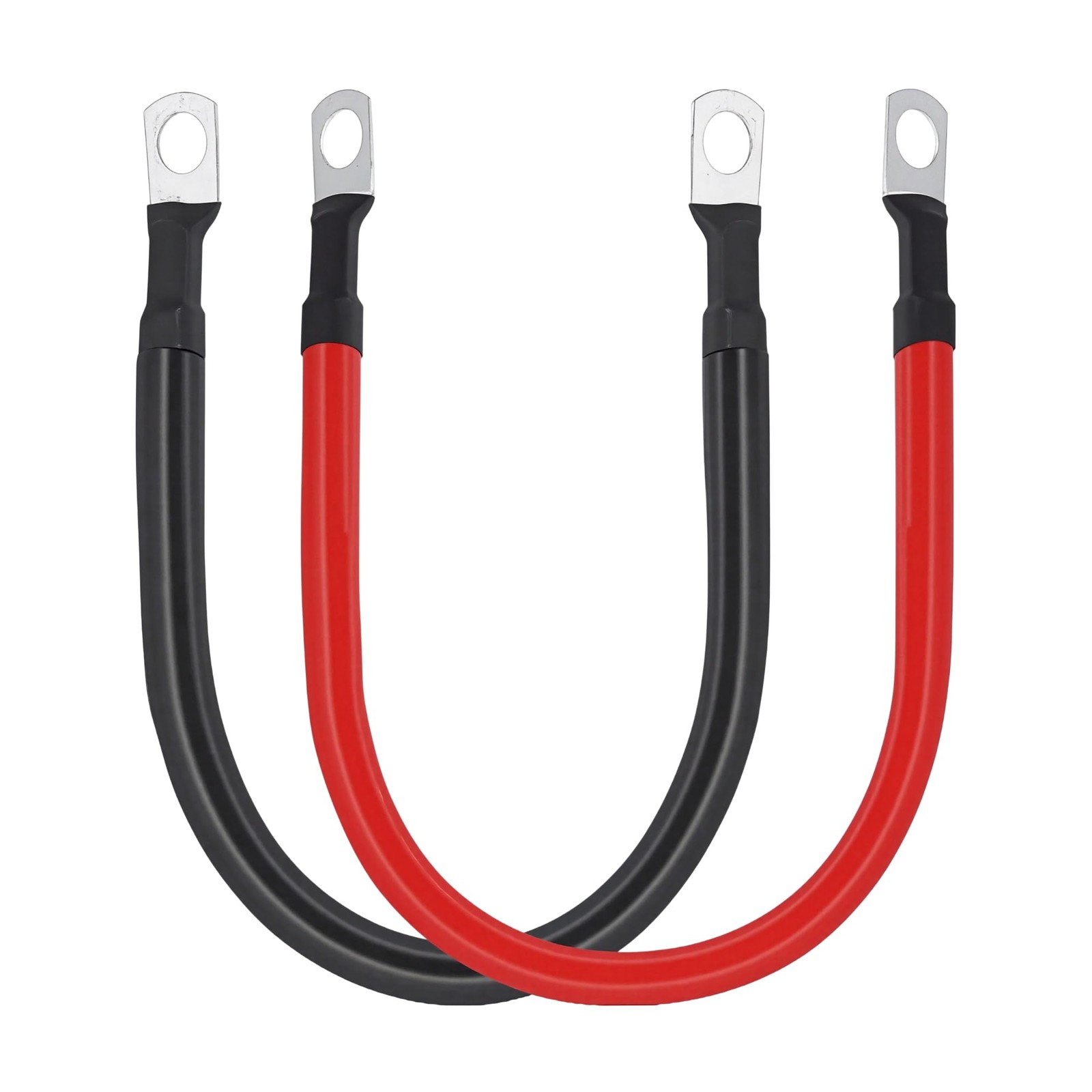 4 AWG Battery Cables 1ft Pair Copper Wires with 3/8″ Ring Lugs for Car RV