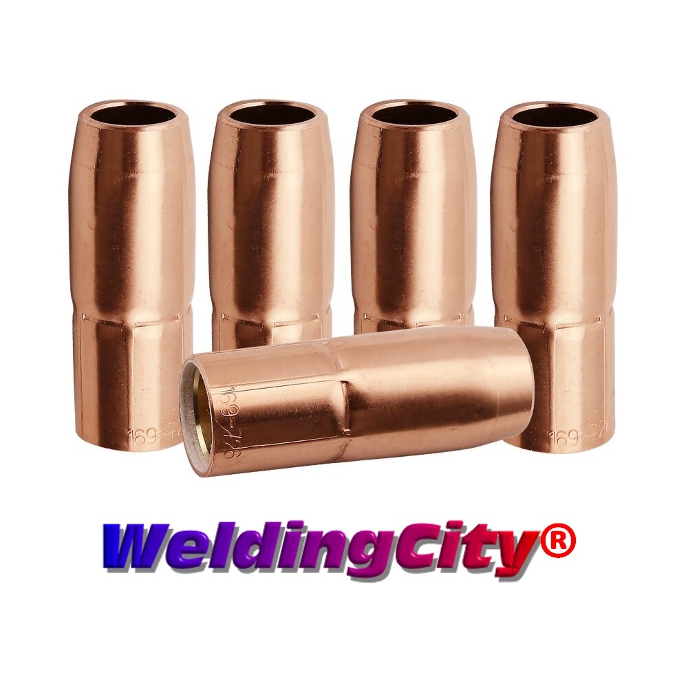WeldingCity® 5-pk MIG Welding Gun Nozzle 169726 5/8″ for Miller M-25/M-40 Hobart
