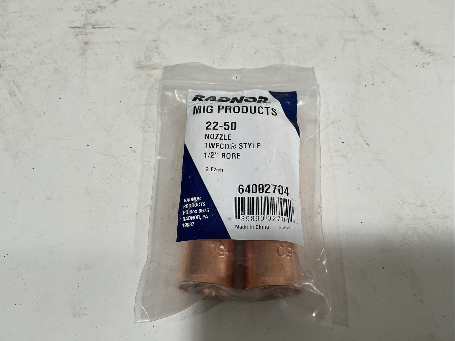 Radnor Tweco Style 1/2″ Copper MIG Nozzle 22-50, 64002704, 2 Pack (Qty 13 Packs)