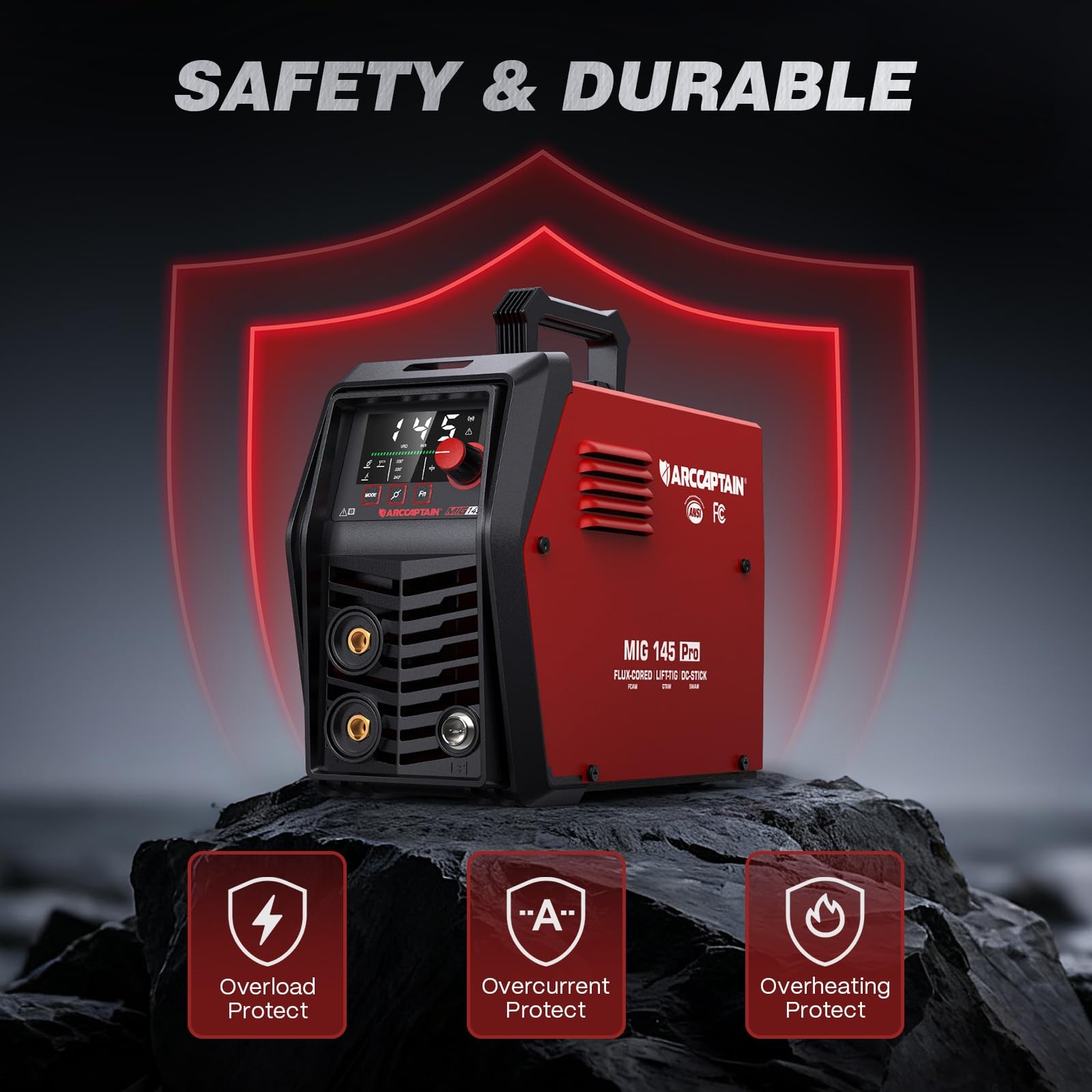 ARCCAPTAIN iControl MIG145 Pro MIG Welder APP Control Free Gloves + Glasses Kit
