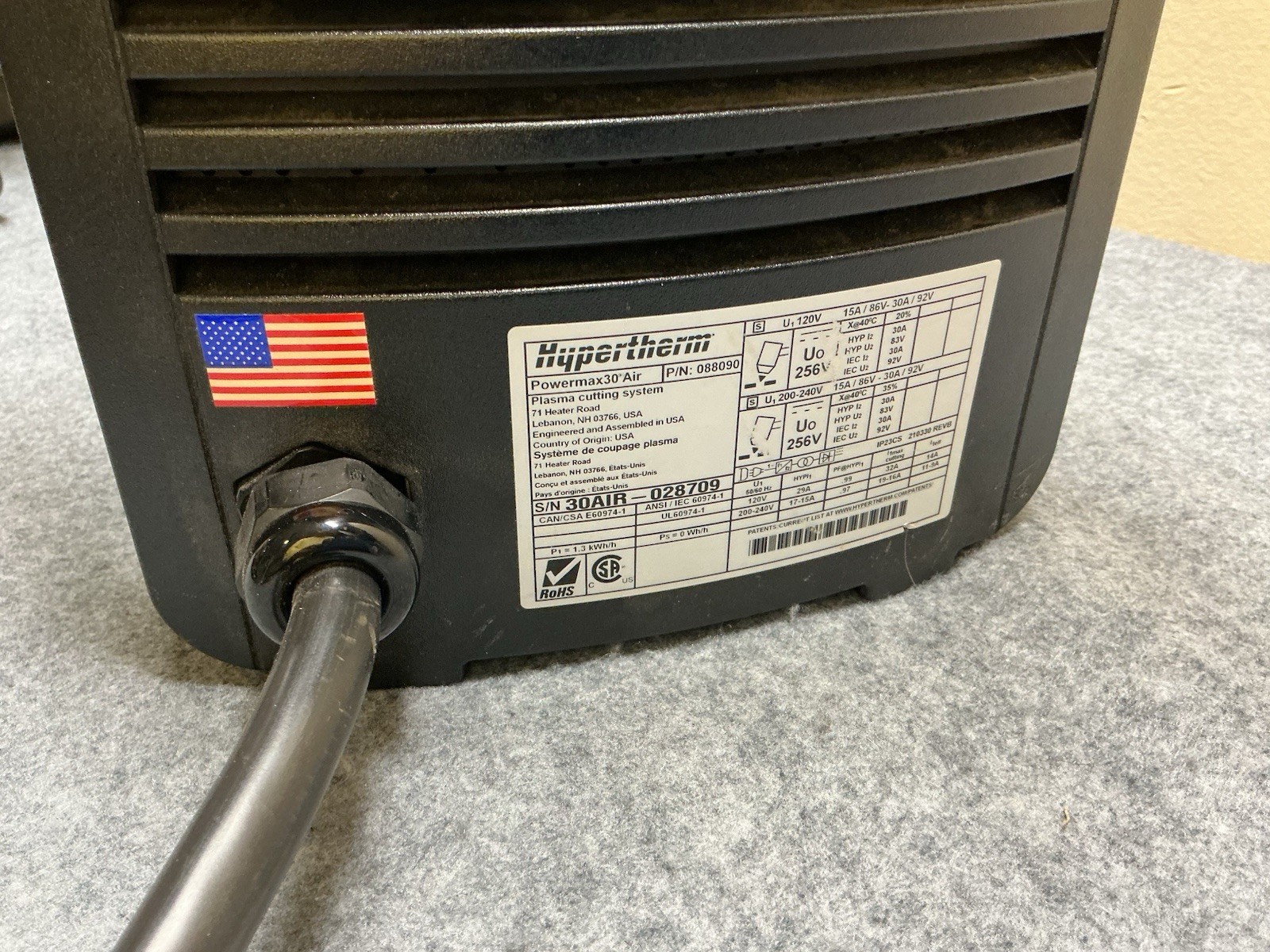 HYPERTHERM POWERMAX30 AIR PLASMA CUTTER MVP037554