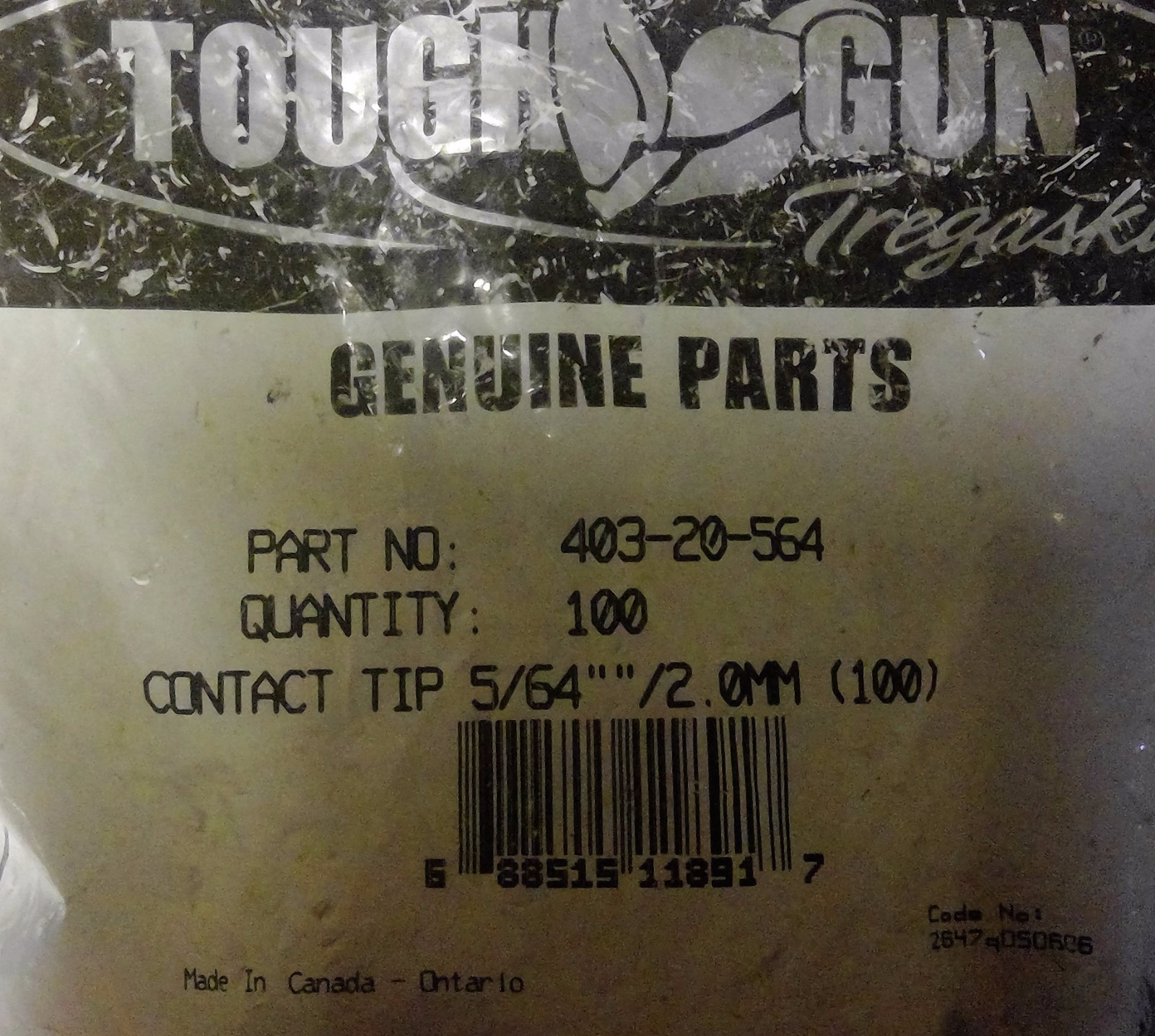 TREGASKISS 403-20-564 Contact Tip, Heavy Duty, 5/64, Copper