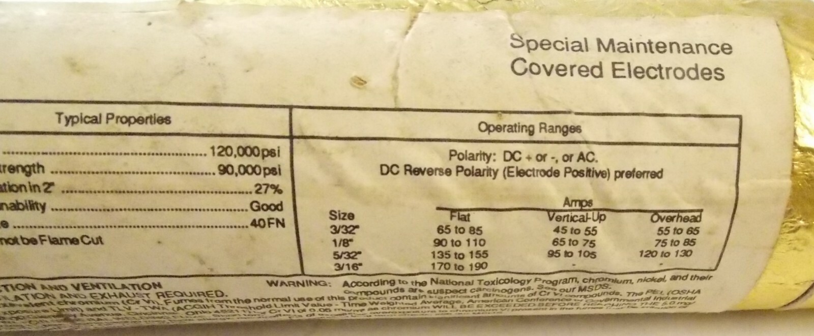 5 LBS ARC ROD 1/8″ McKAY #GP GENERAL PURPOSE,120,000 PSI ELECTRODES HI STRENGTH