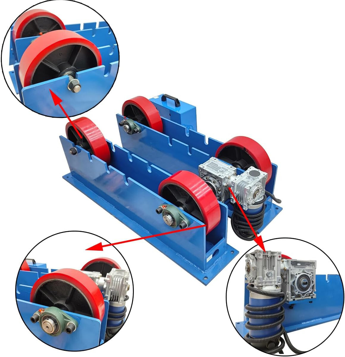 110V 2200LB Tank Turning Welding Rolls Linkage Roller w/ Adjustable Roller Frame