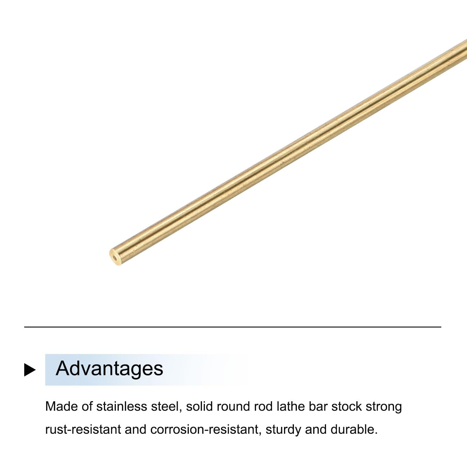 uxcell 1mm x 300mm Brass Round Rod, Metal Solid Shaft x 300mm, Copper