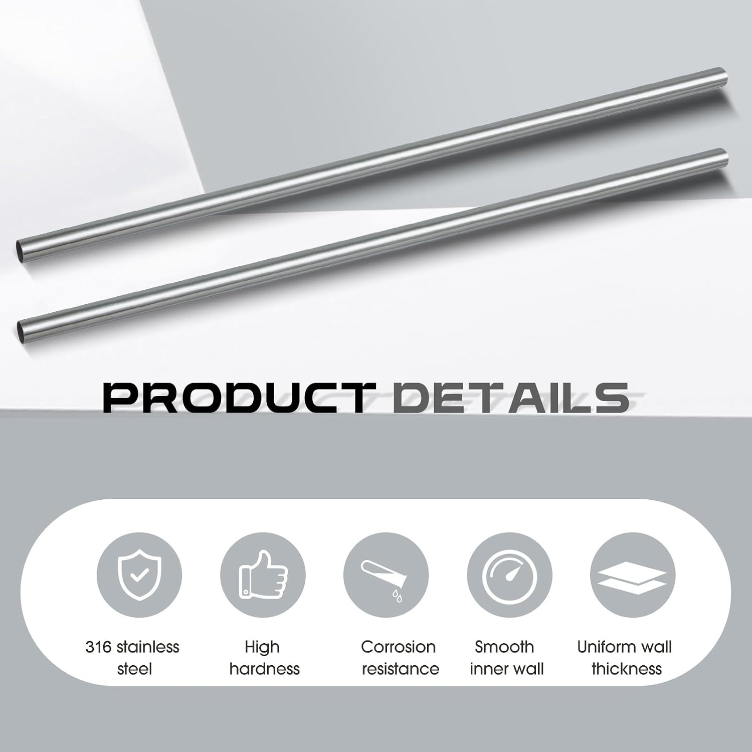 2 Pack 316 Stainless Steel Tubing, 1″ Od (0.98″/25Mm), 16 Gauge (1.5Mm Wall), ro