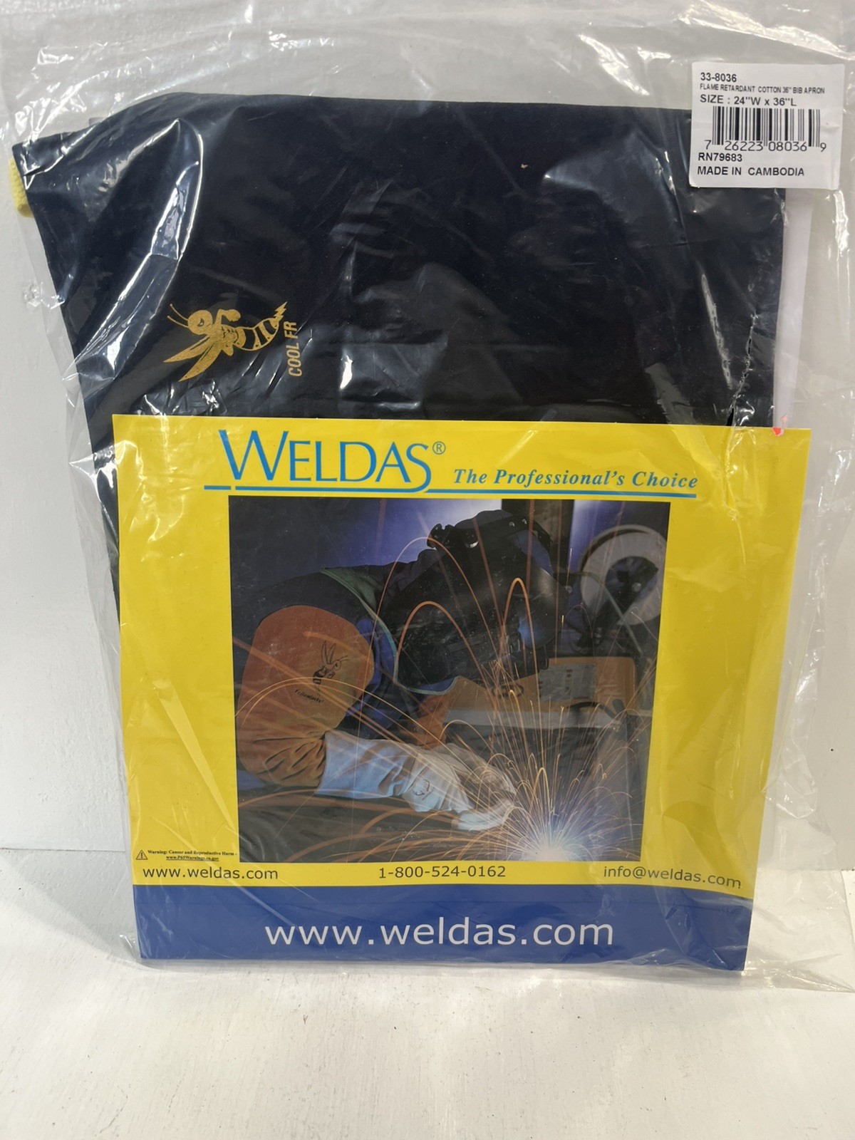 – Welding Flame Retardant Cotton 36” Bib Apron Weldas Brand