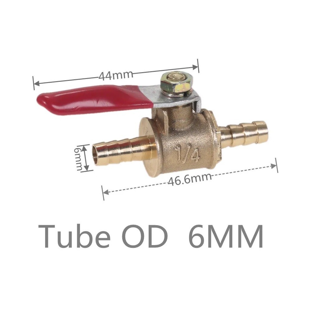 Brass Ball Valve 6mm 8mm 10mm 12mm Hose Barb Inline Water Gas Shut-off Switch