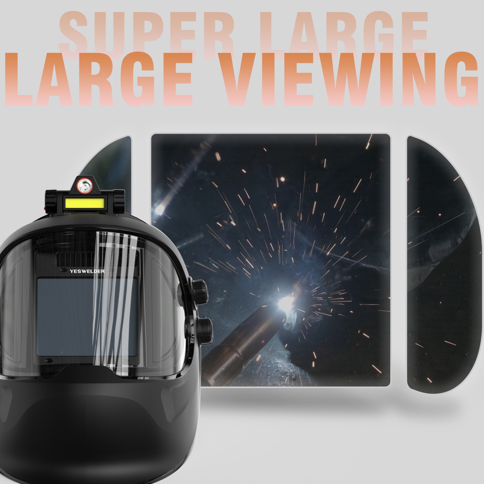 Manual LED Auto Darkening Welding Helmet 180° Panoramic View, 1/1/1/1