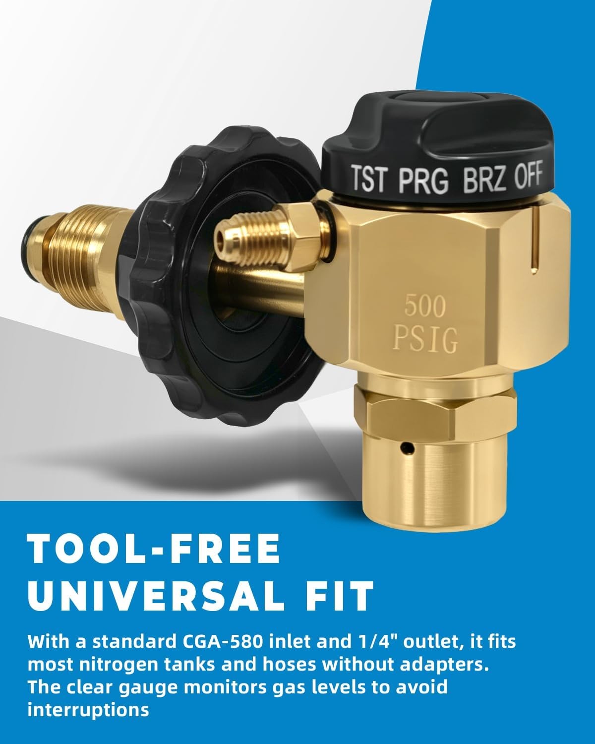 VN-500 Nitrogen Purge Control Valve Regulator W/500 PSI Flow Meter 4-Position Fl