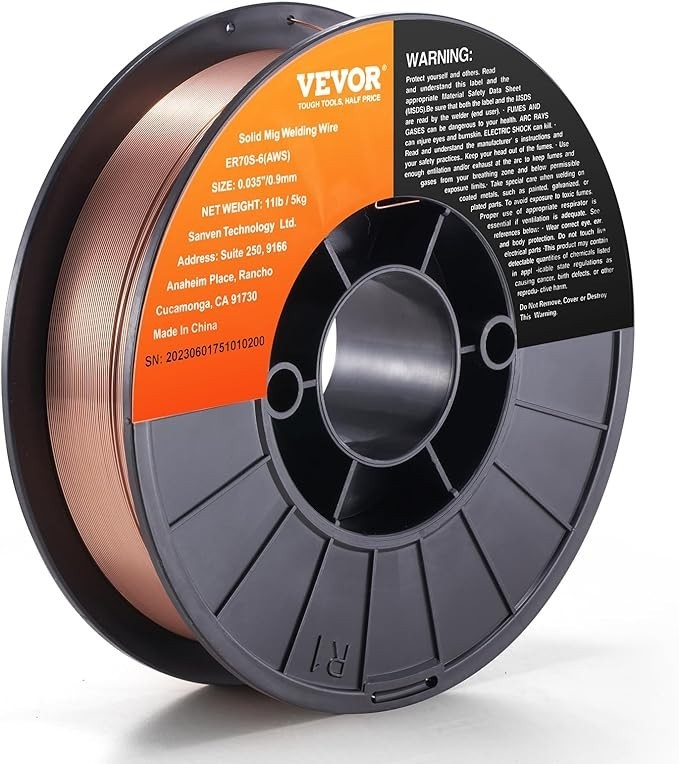 VEVOR Solid MIG Welding Wire, ER70S-6 0.035-inch 11LBS with Low Splatter and Hig
