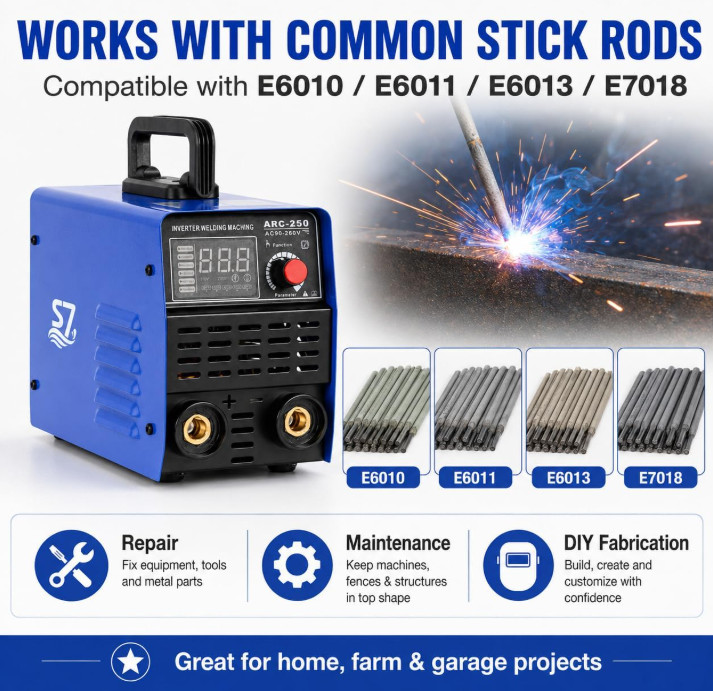 Soldadora Inverter MMA 250A 110V/220V IGBT Portátil con Pantalla Digital ARC