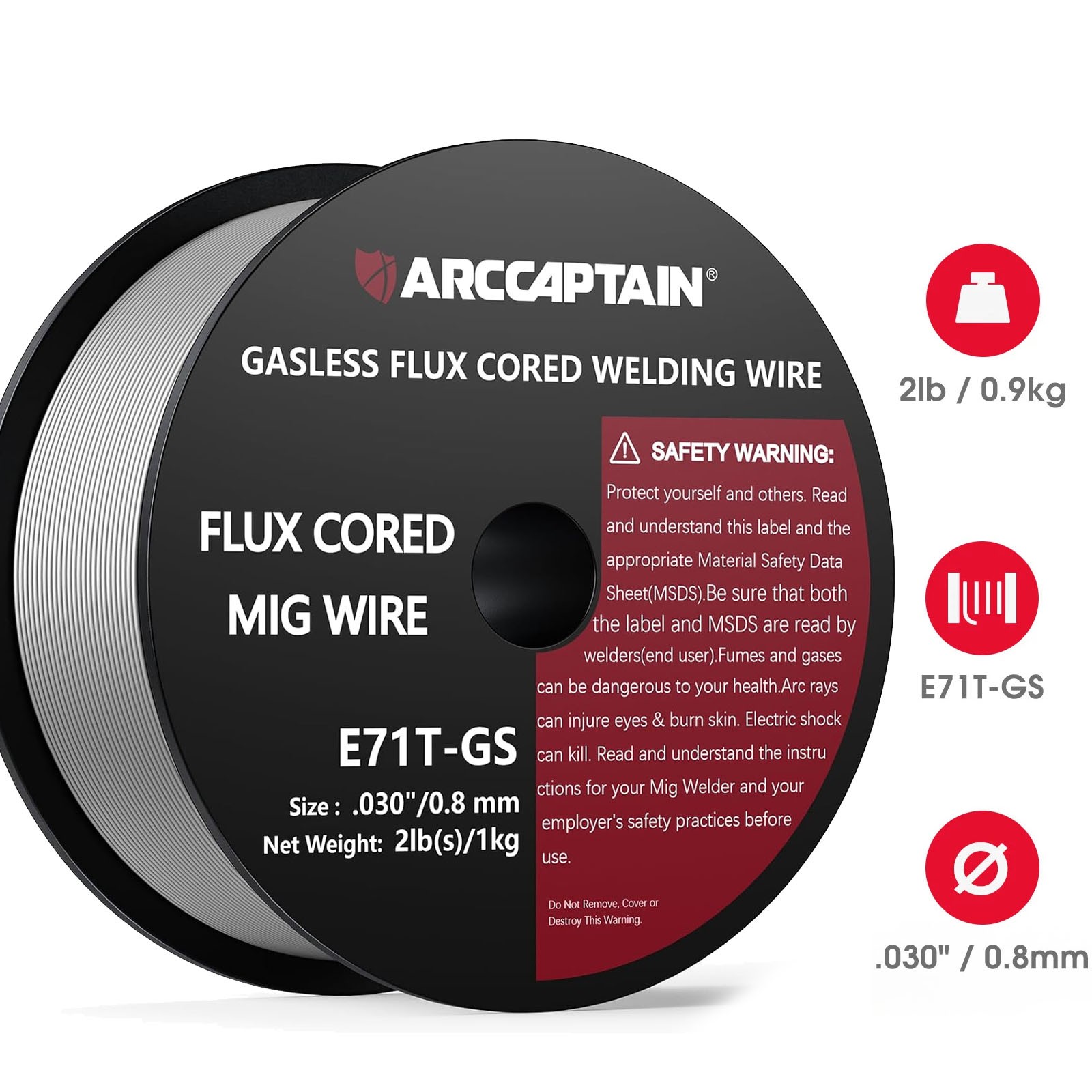 ARCCAPTAIN Flux Core Welding Wire .030, E71T-GS for Lincoln Miller Forney Welder