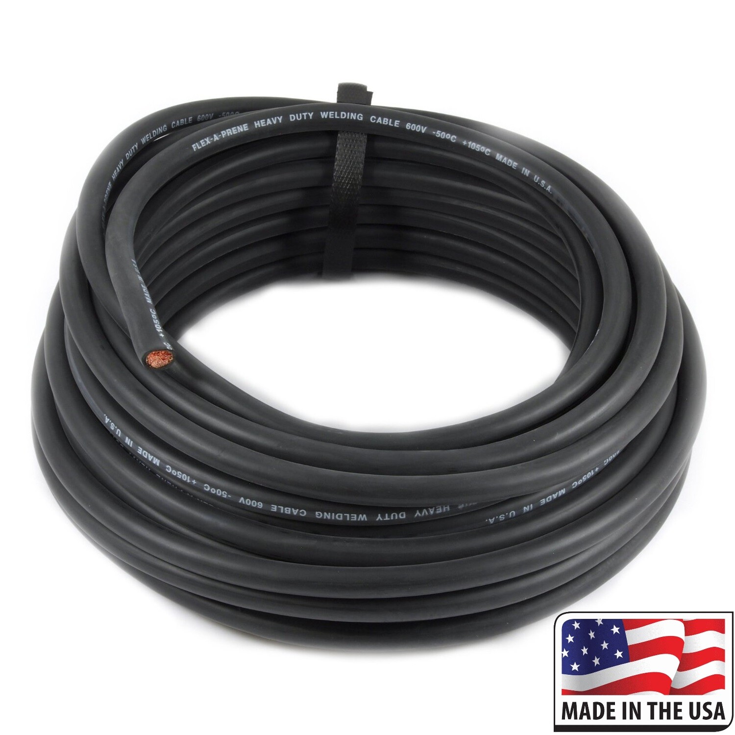 100 Foot of 2/0 Direct Flex-A-Prene Welding & Battery Cable Made In USA