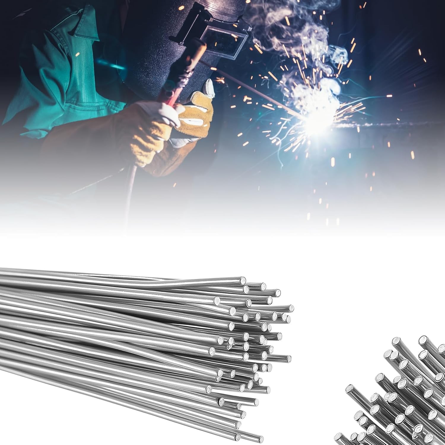 Tandefio 50 Pcs Aluminum Brazing Rods Low Temperature Welding 13 Inches